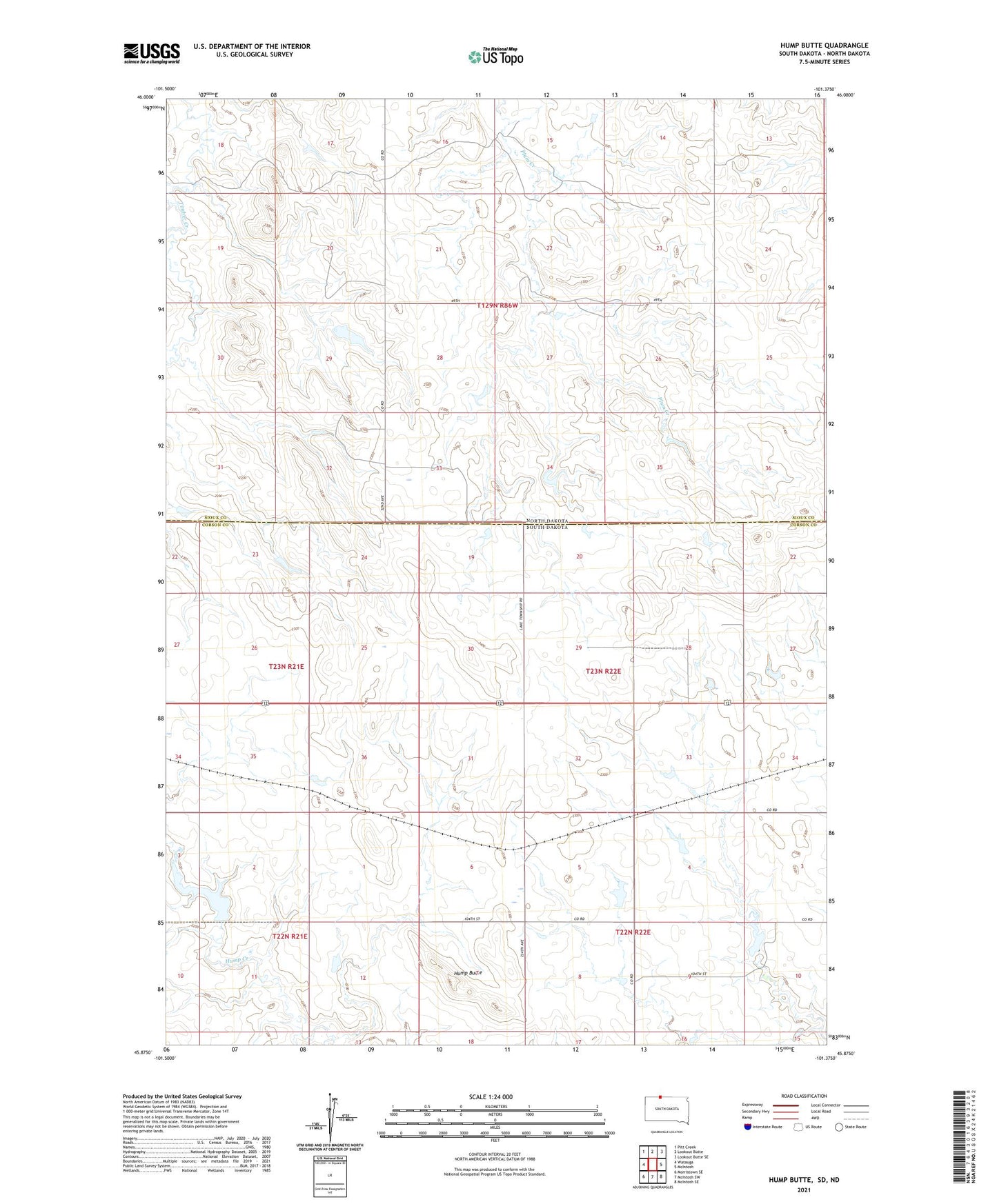 Hump Butte South Dakota US Topo Map Image