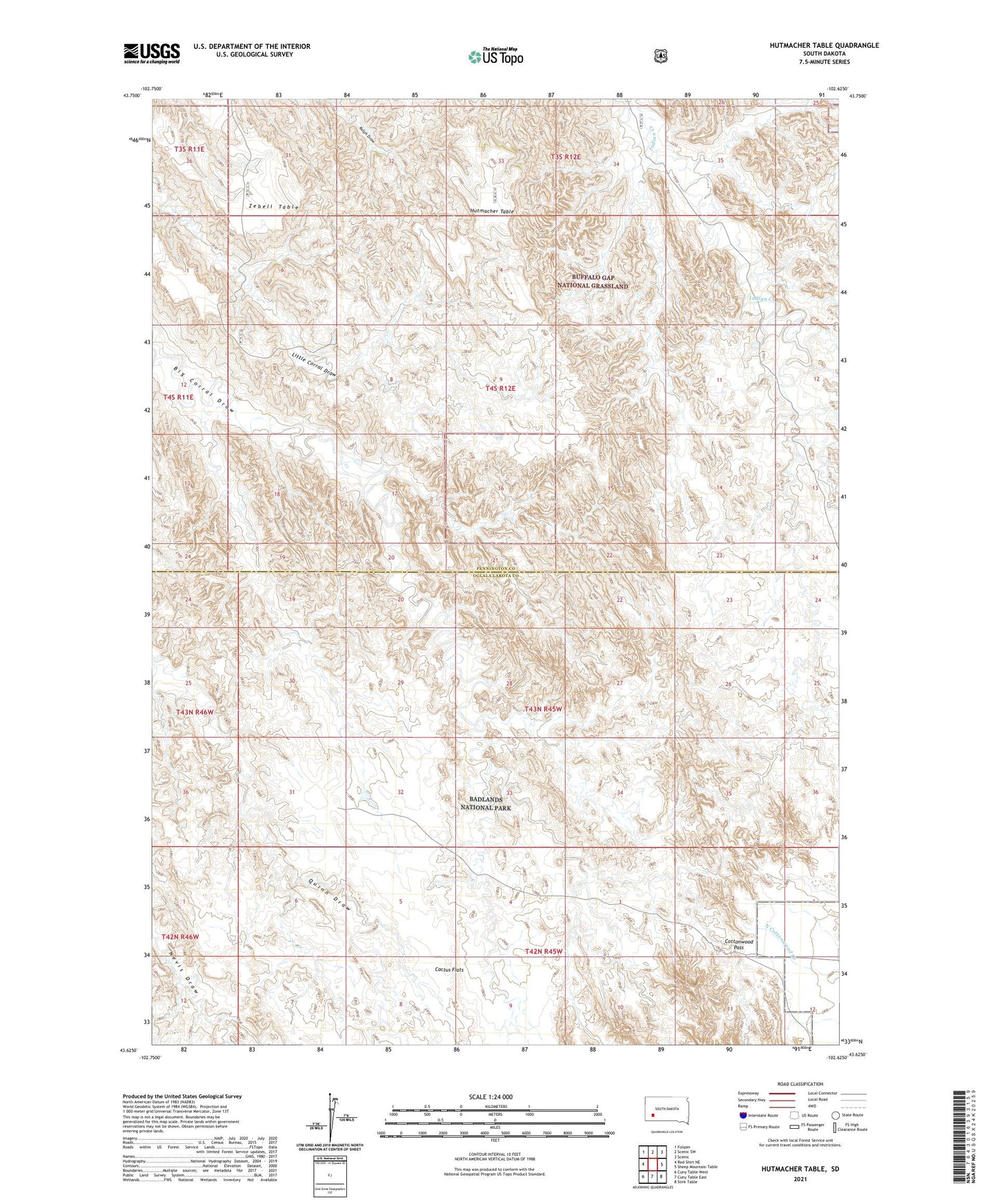 Hutmacher Table South Dakota US Topo Map Image
