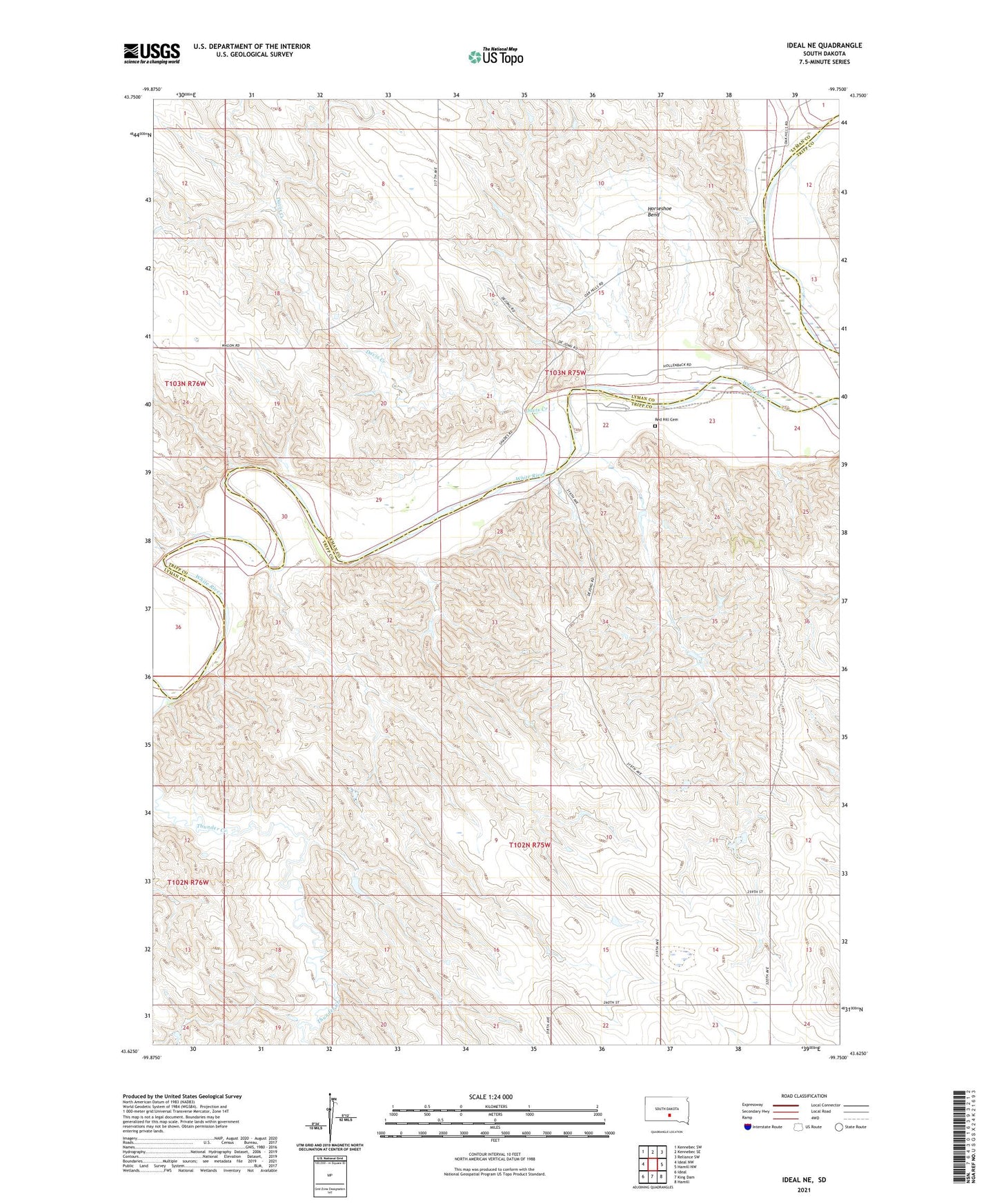 Ideal NE South Dakota US Topo Map Image