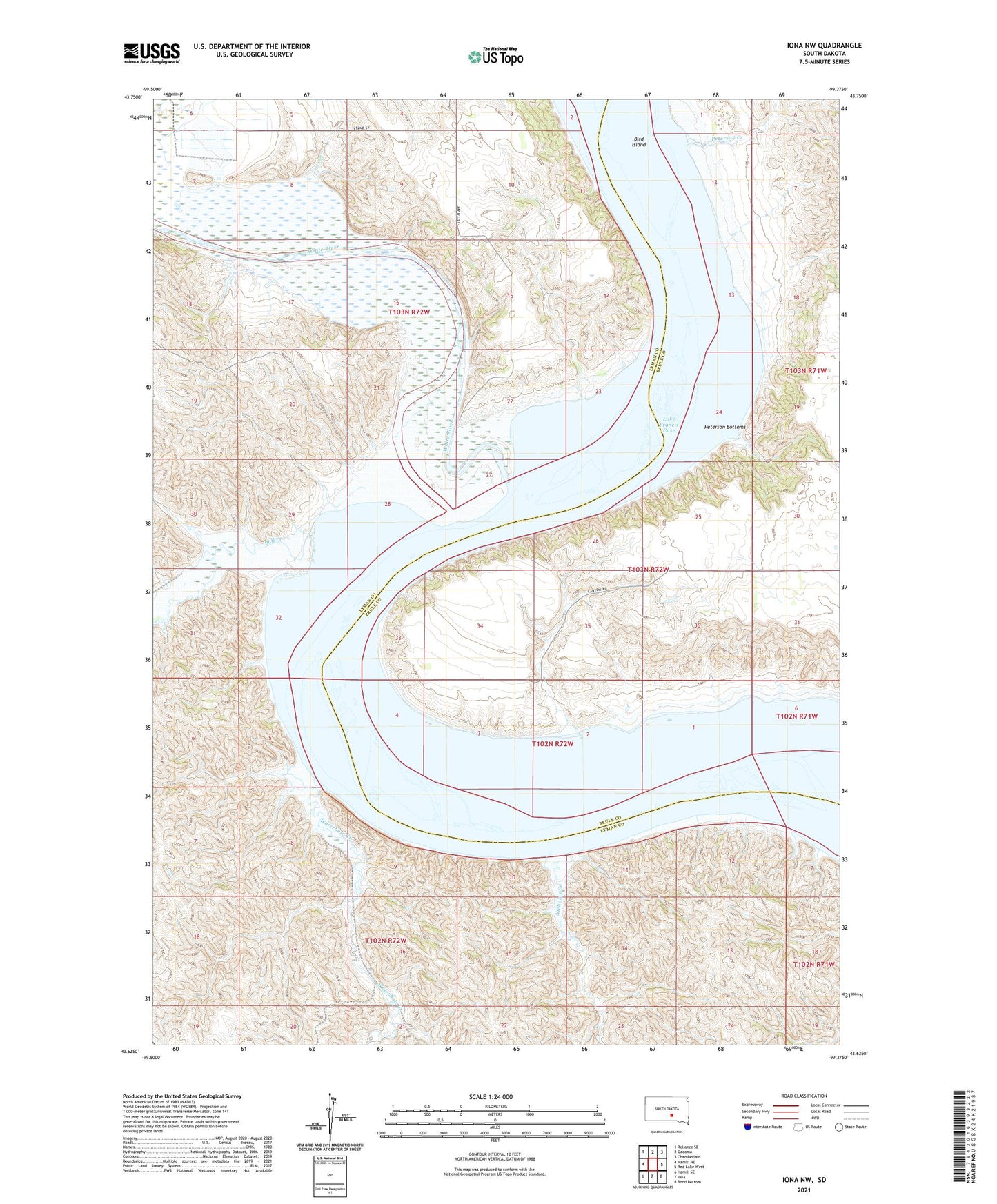 Iona NW South Dakota US Topo Map Image