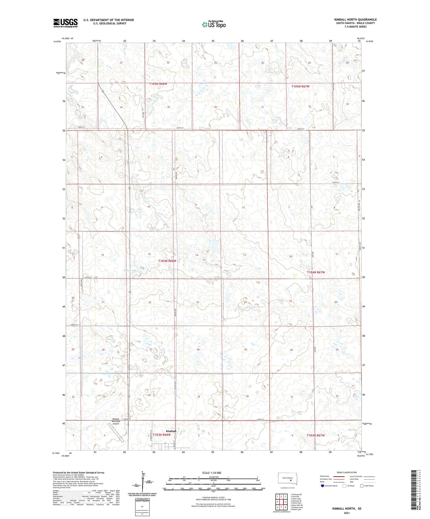 Kimball North South Dakota US Topo Map Image