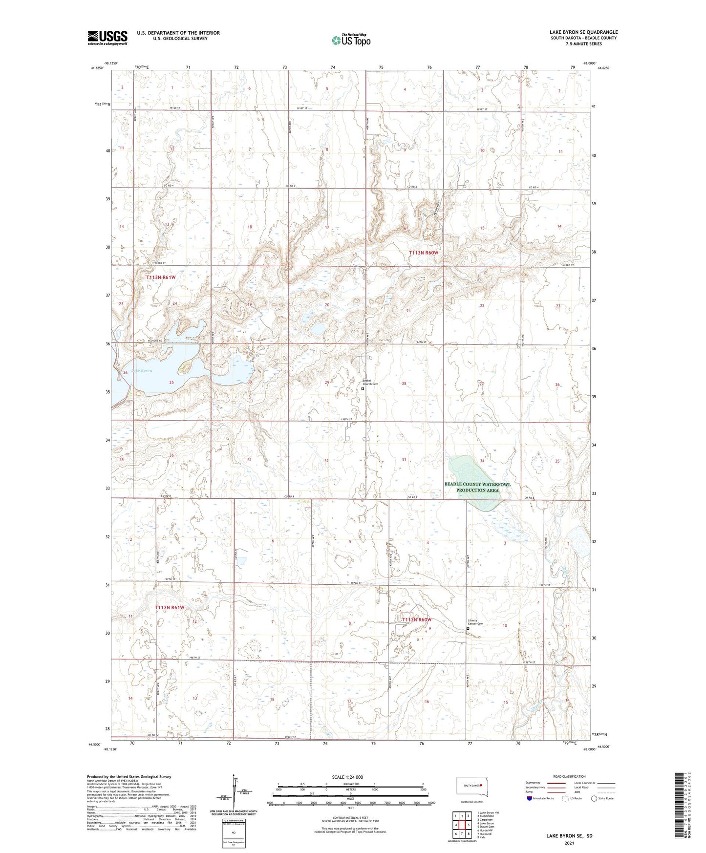 Lake Byron SE South Dakota US Topo Map Image