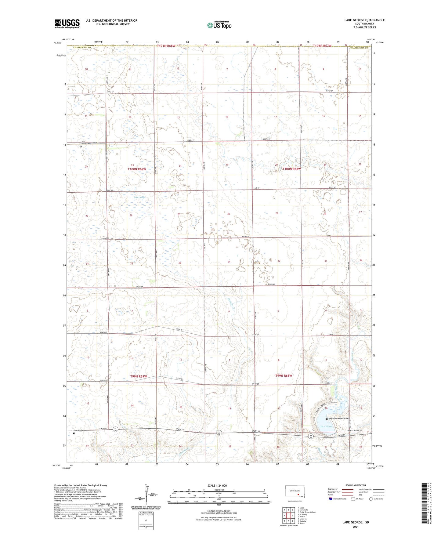 Lake George South Dakota US Topo Map Image