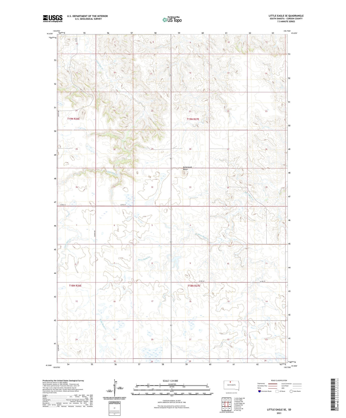 Little Eagle SE South Dakota US Topo Map Image