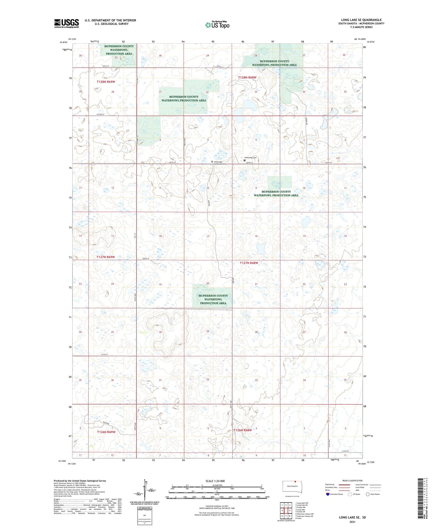 Long Lake SE South Dakota US Topo Map Image