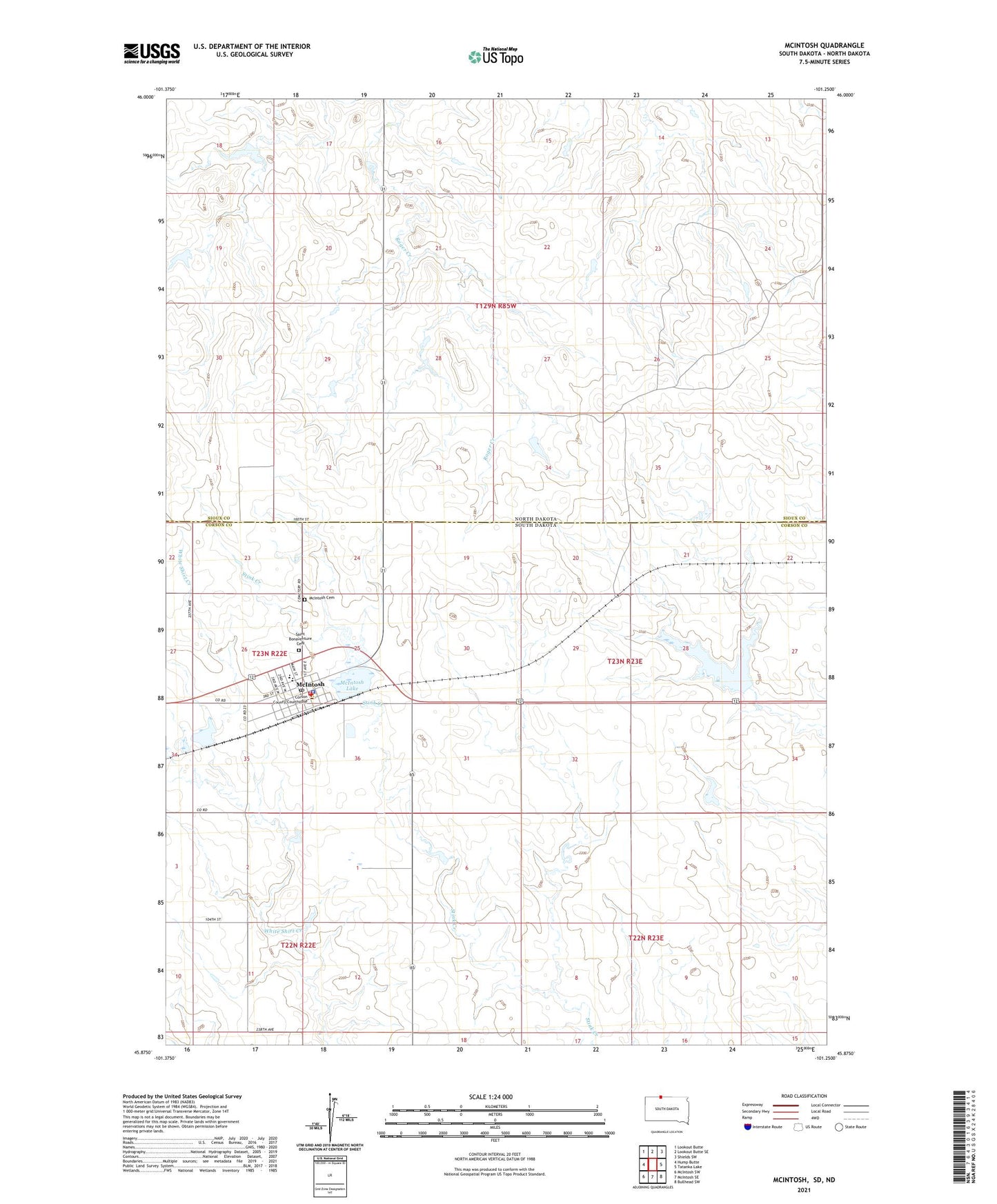 McIntosh South Dakota US Topo Map Image