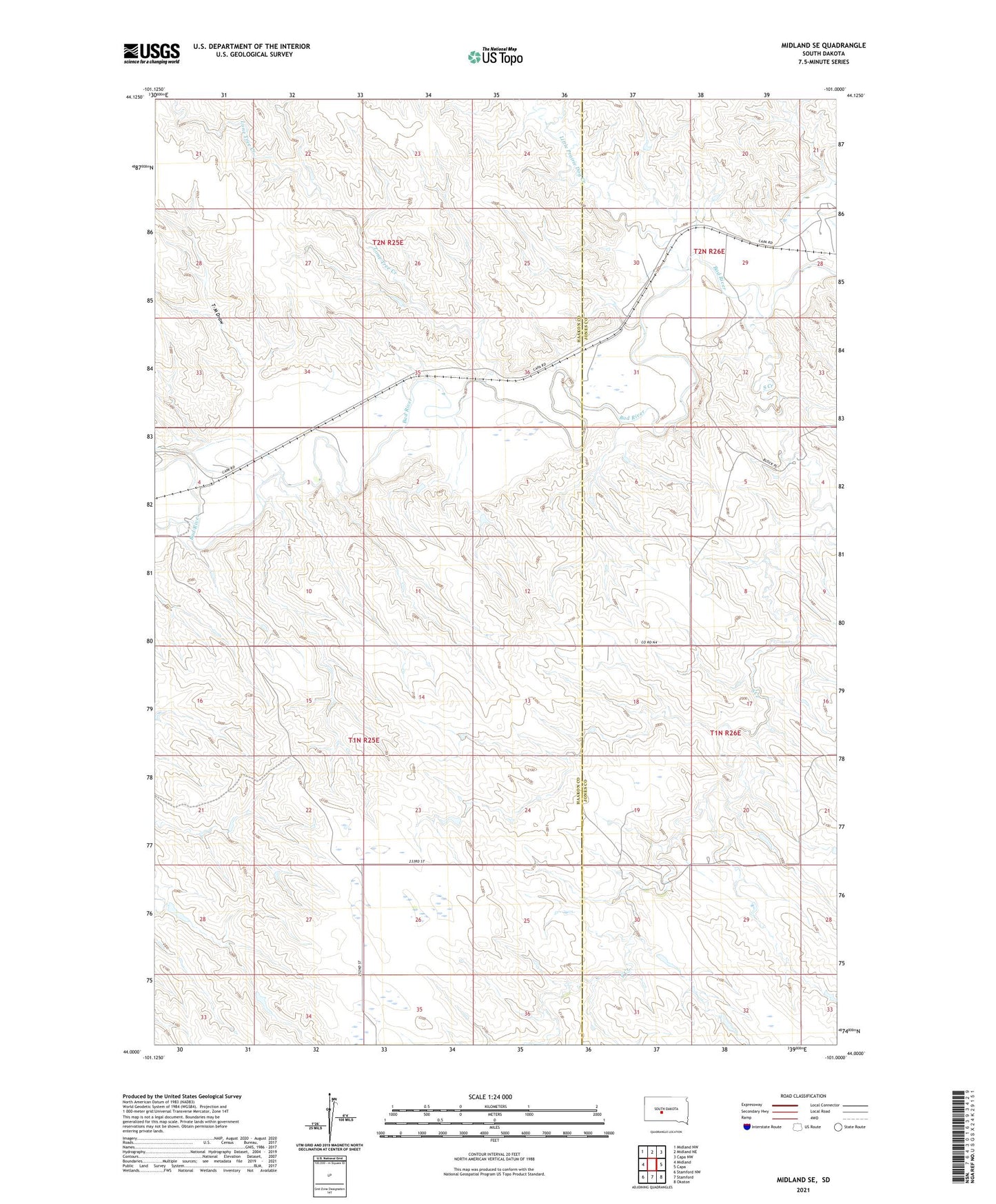 Midland SE South Dakota US Topo Map Image