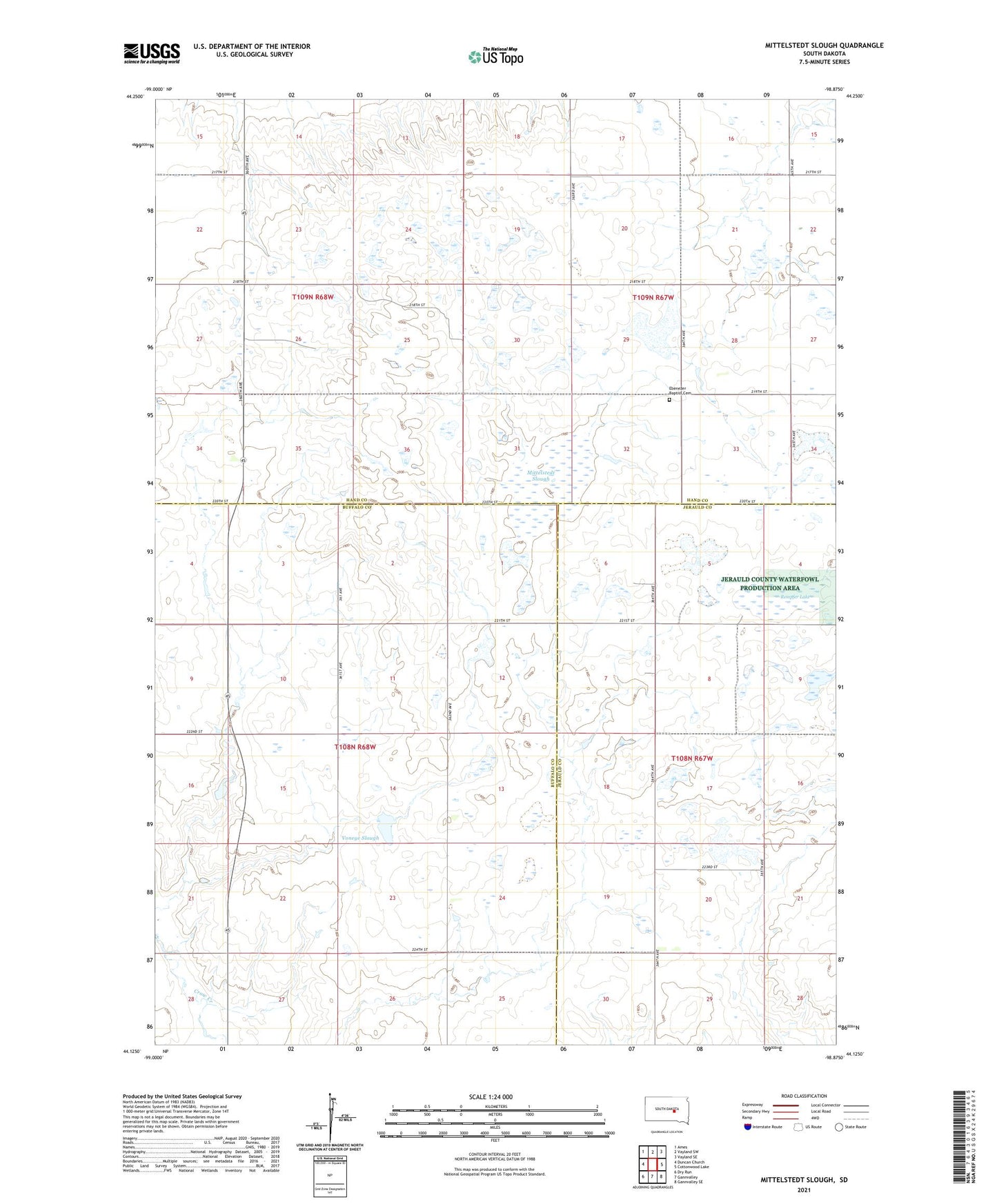 Mittelstedt Slough South Dakota US Topo Map Image