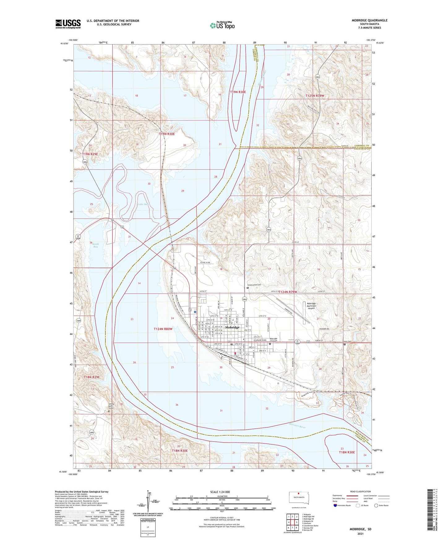 Mobridge South Dakota US Topo Map Image