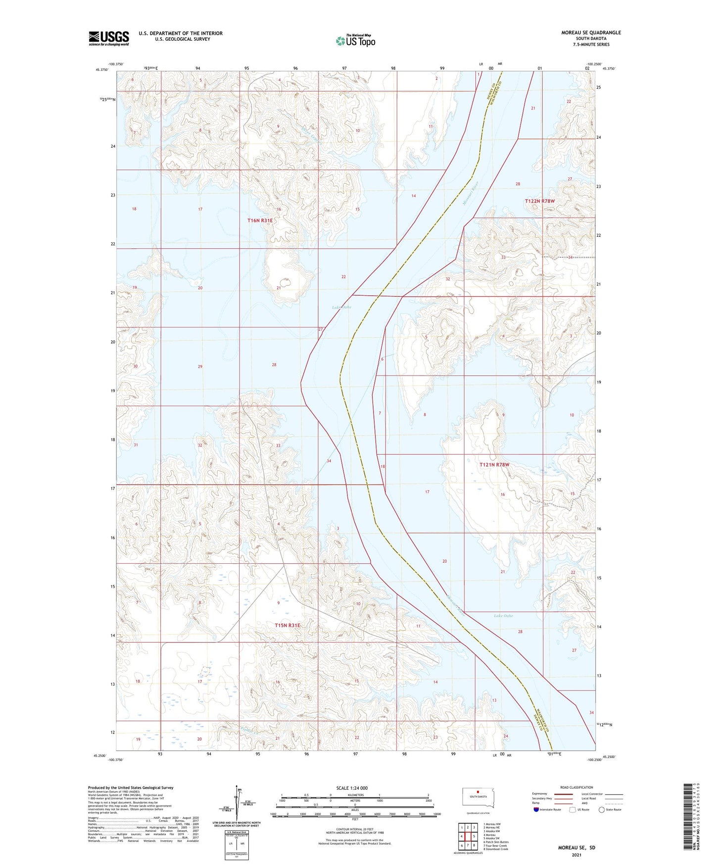 Moreau SE South Dakota US Topo Map Image