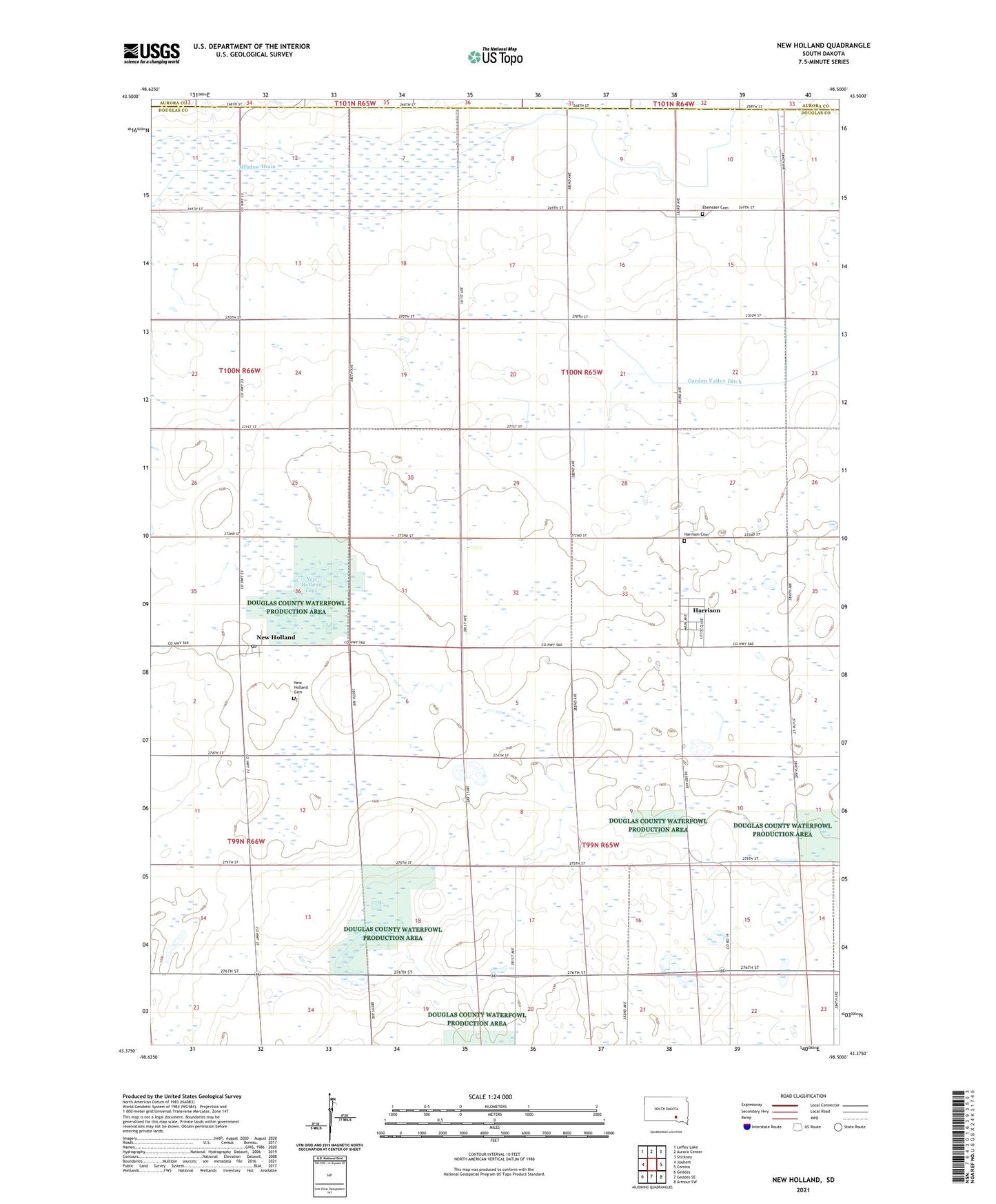 New Holland South Dakota US Topo Map Image