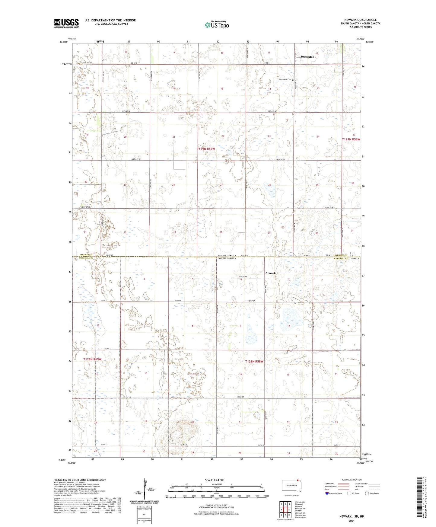 Newark South Dakota US Topo Map Image
