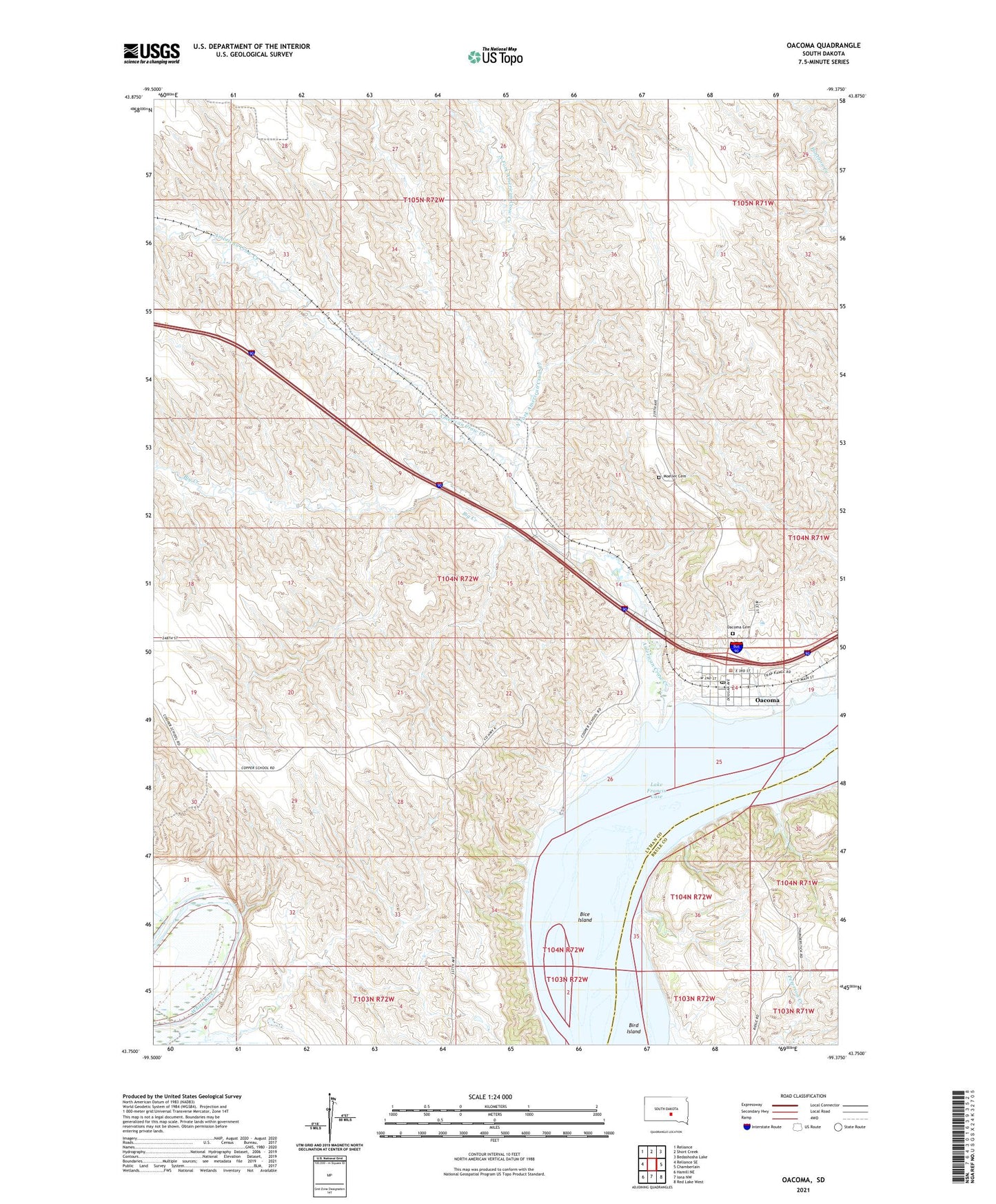 Oacoma South Dakota US Topo Map Image