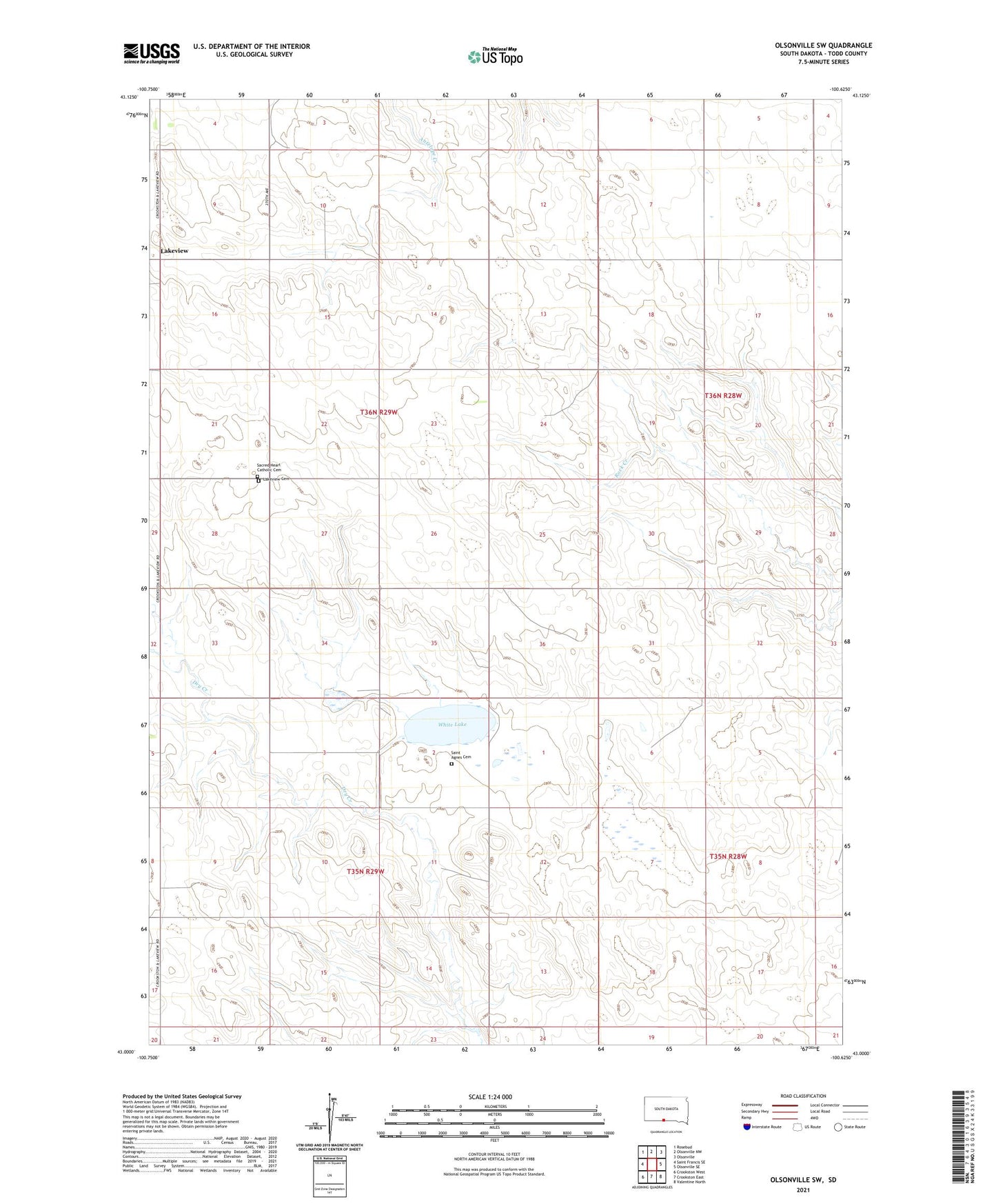 Olsonville SW South Dakota US Topo Map Image