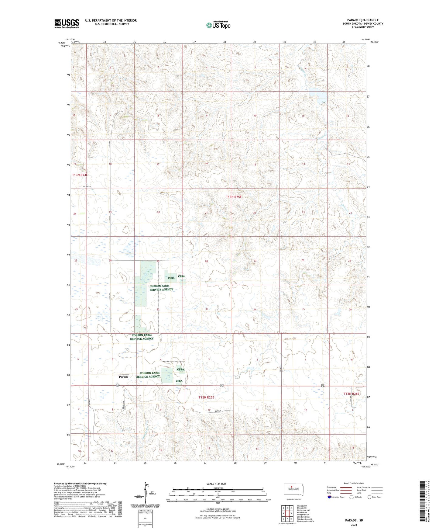 Parade South Dakota US Topo Map Image