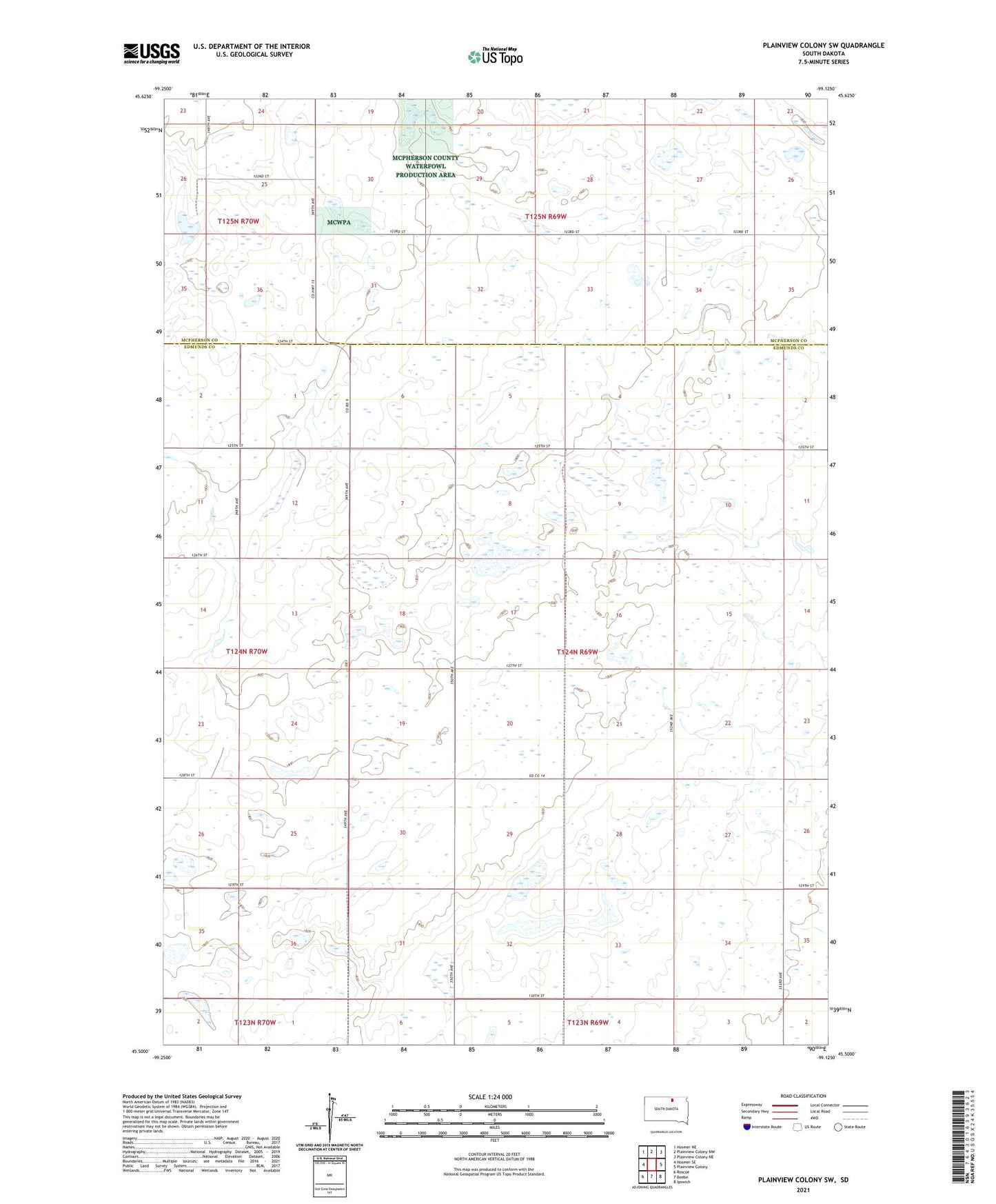 Plainview Colony SW South Dakota US Topo Map Image