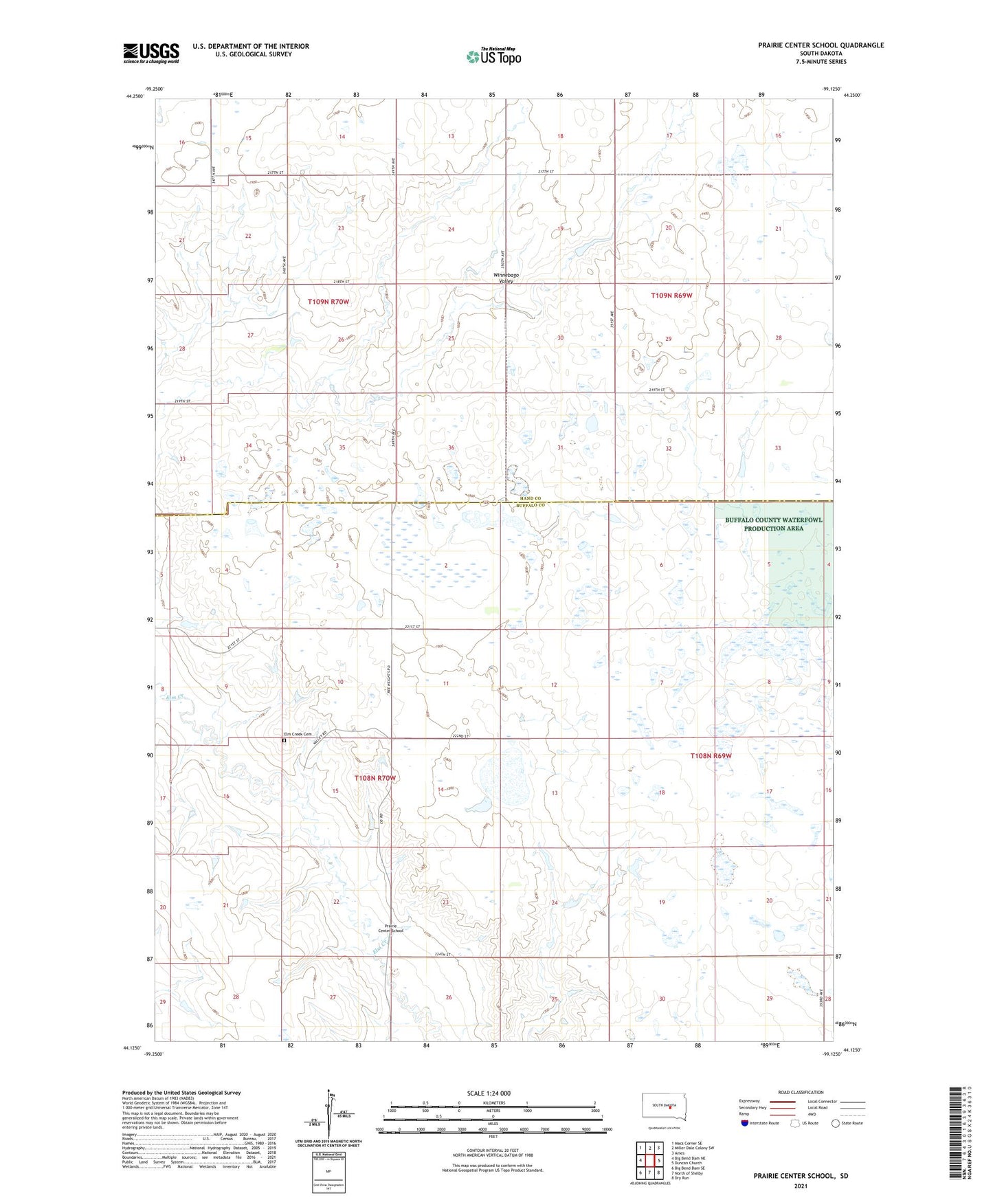 Prairie Center School South Dakota US Topo Map Image