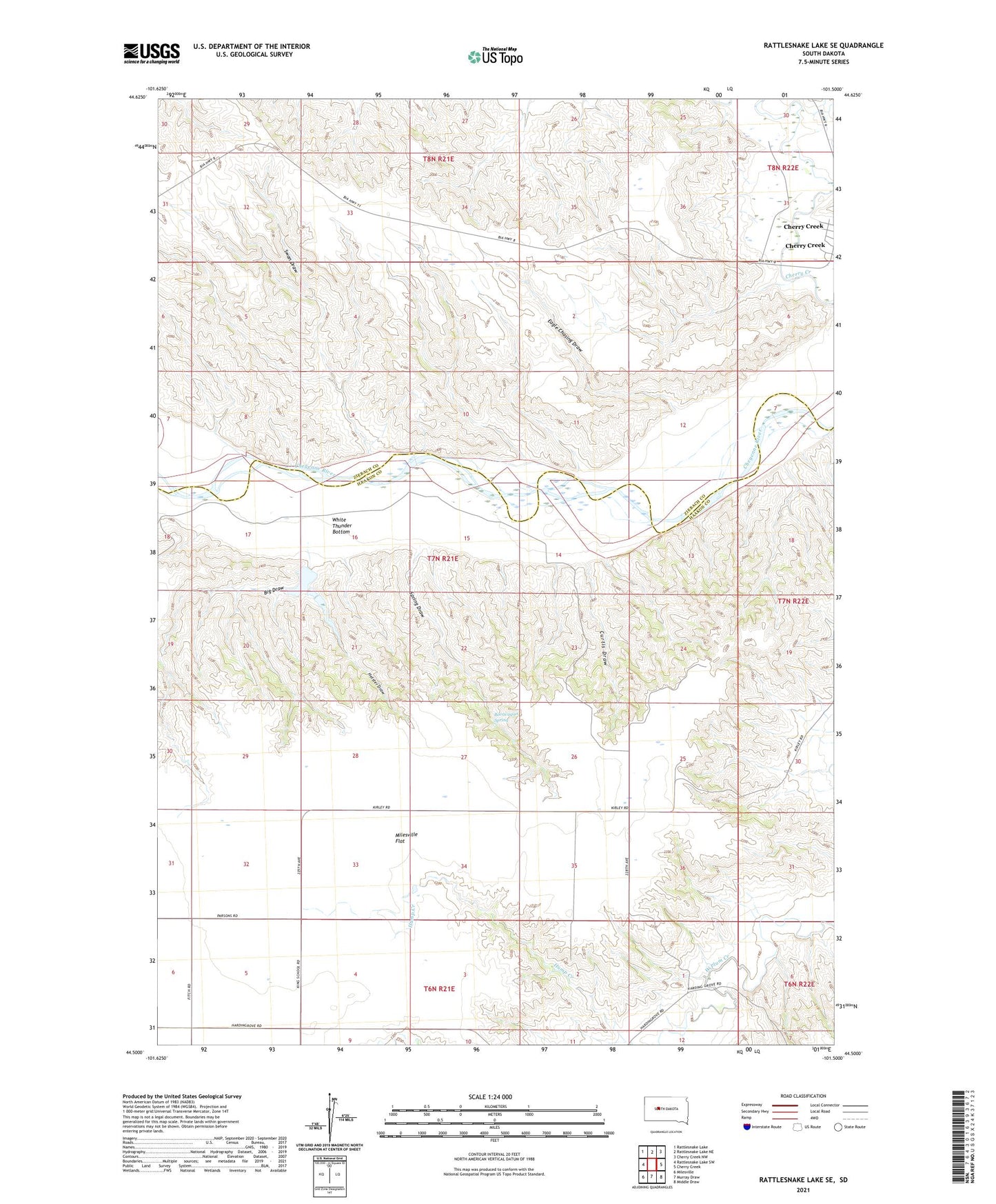 Rattlesnake Lake SE South Dakota US Topo Map Image