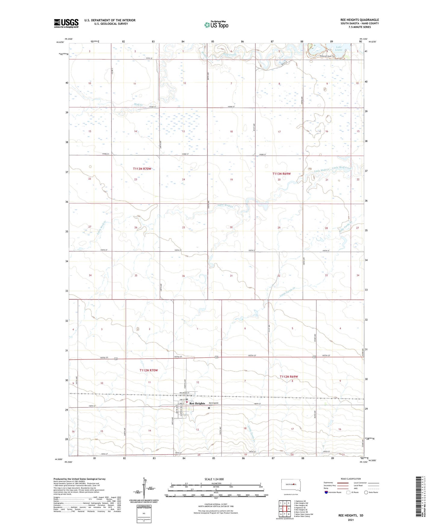 Ree Heights South Dakota US Topo Map Image