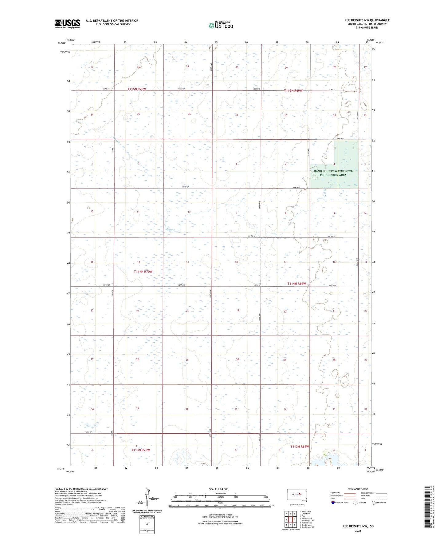 Ree Heights NW South Dakota US Topo Map Image