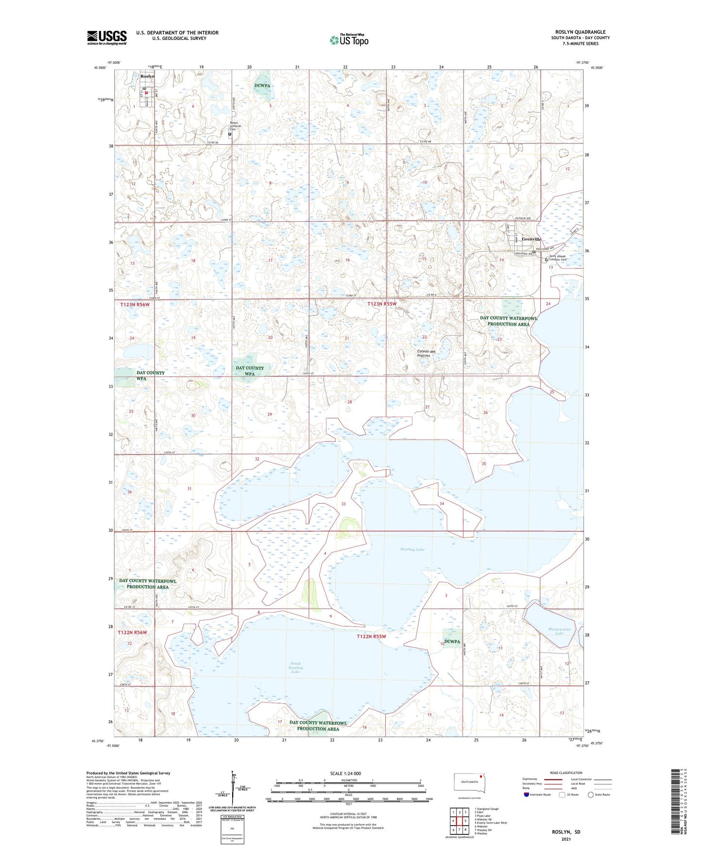 Roslyn South Dakota US Topo Map Image