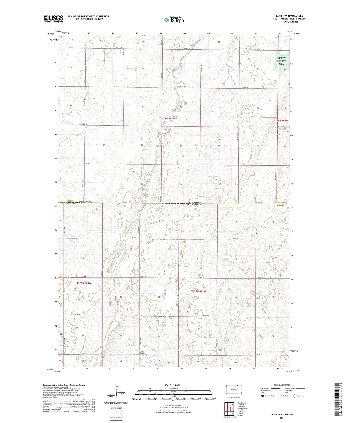 Savo NW South Dakota US Topo Map Image