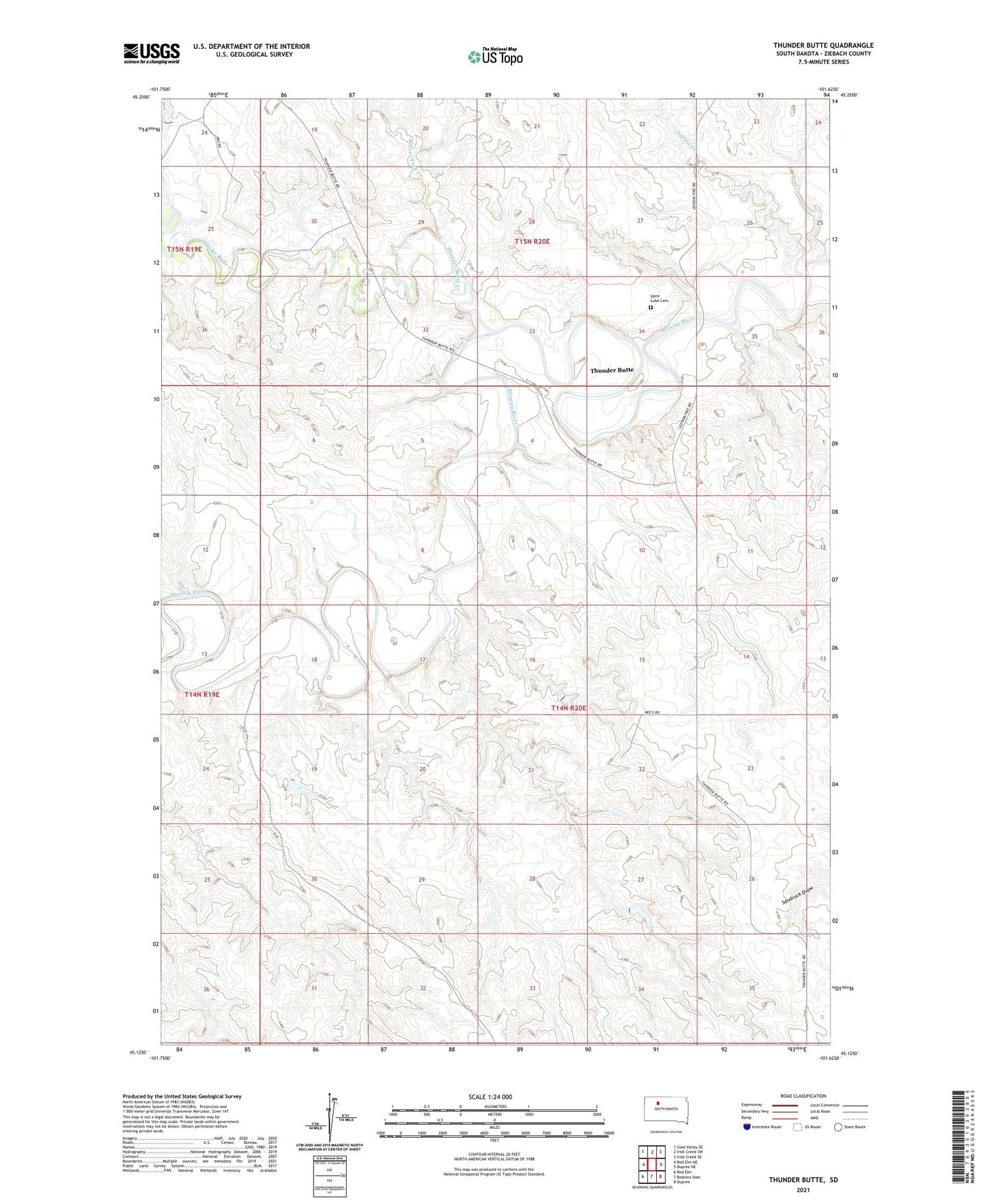 Thunder Butte South Dakota US Topo Map Image