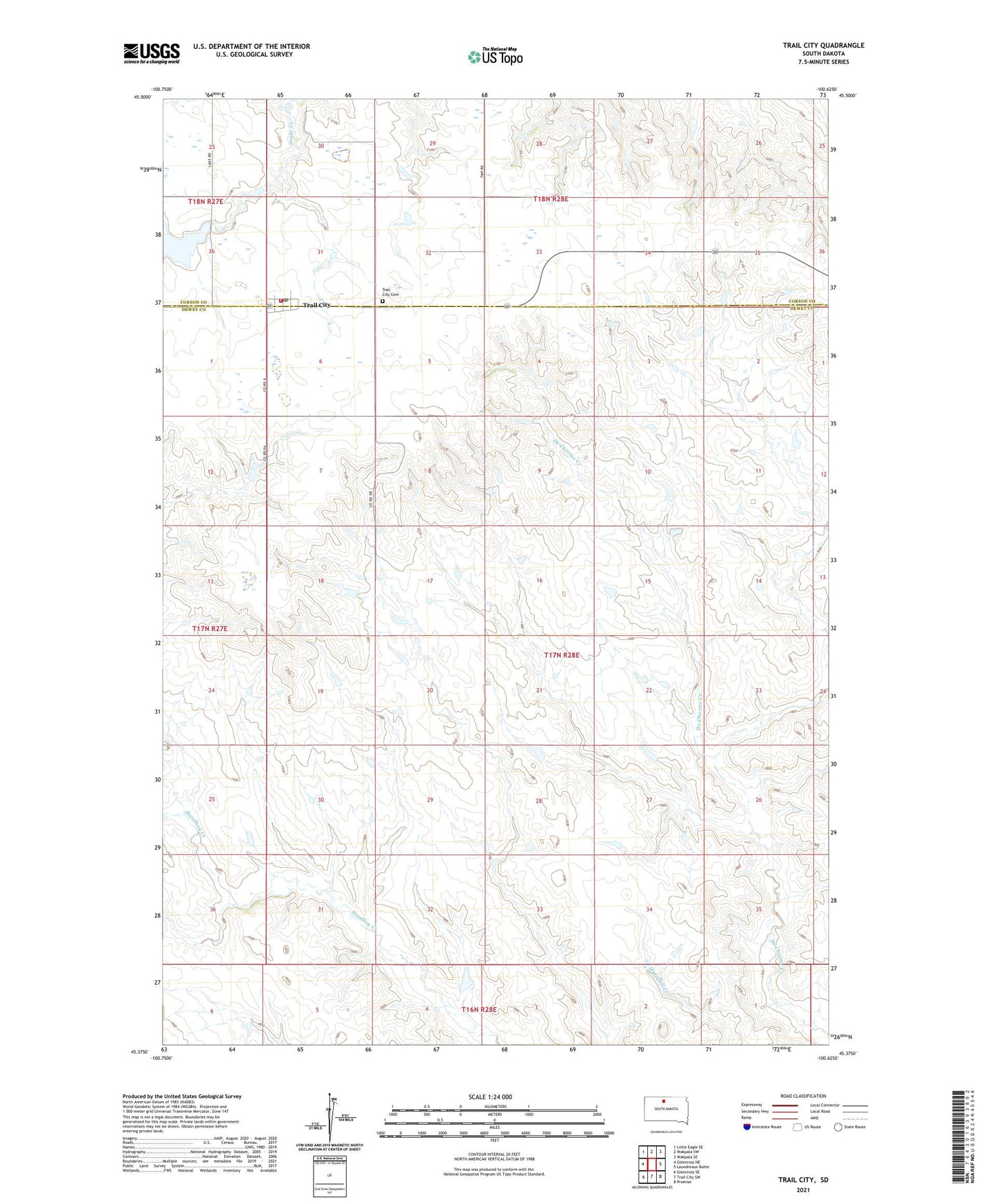 Trail City South Dakota US Topo Map Image