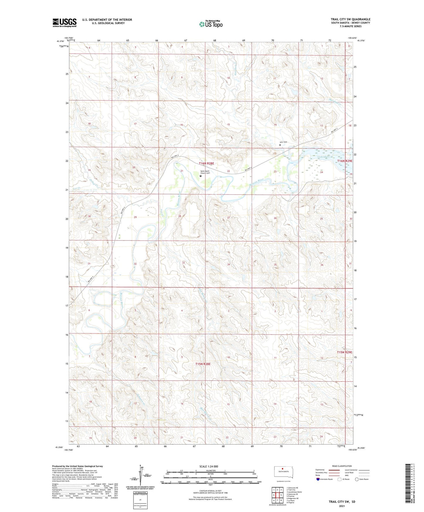Trail City SW South Dakota US Topo Map Image