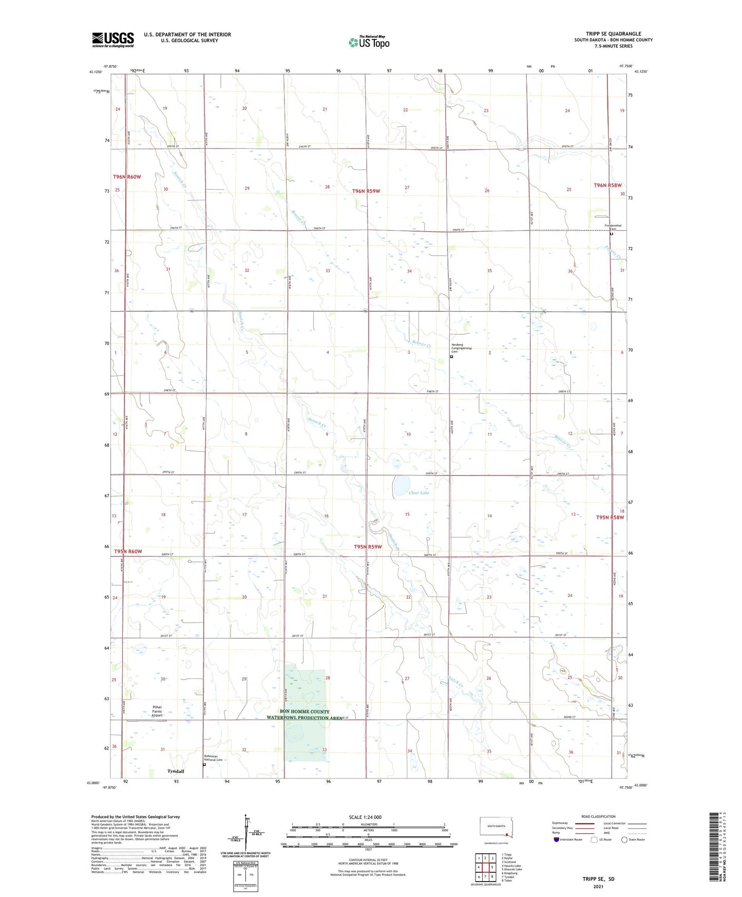 Tripp SE South Dakota US Topo Map Image