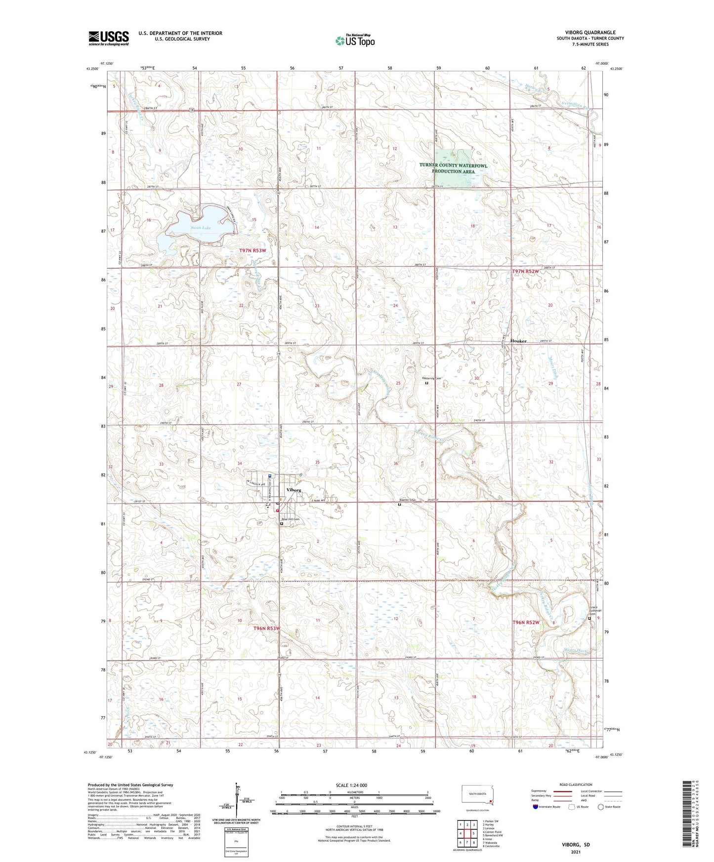 Viborg South Dakota US Topo Map Image