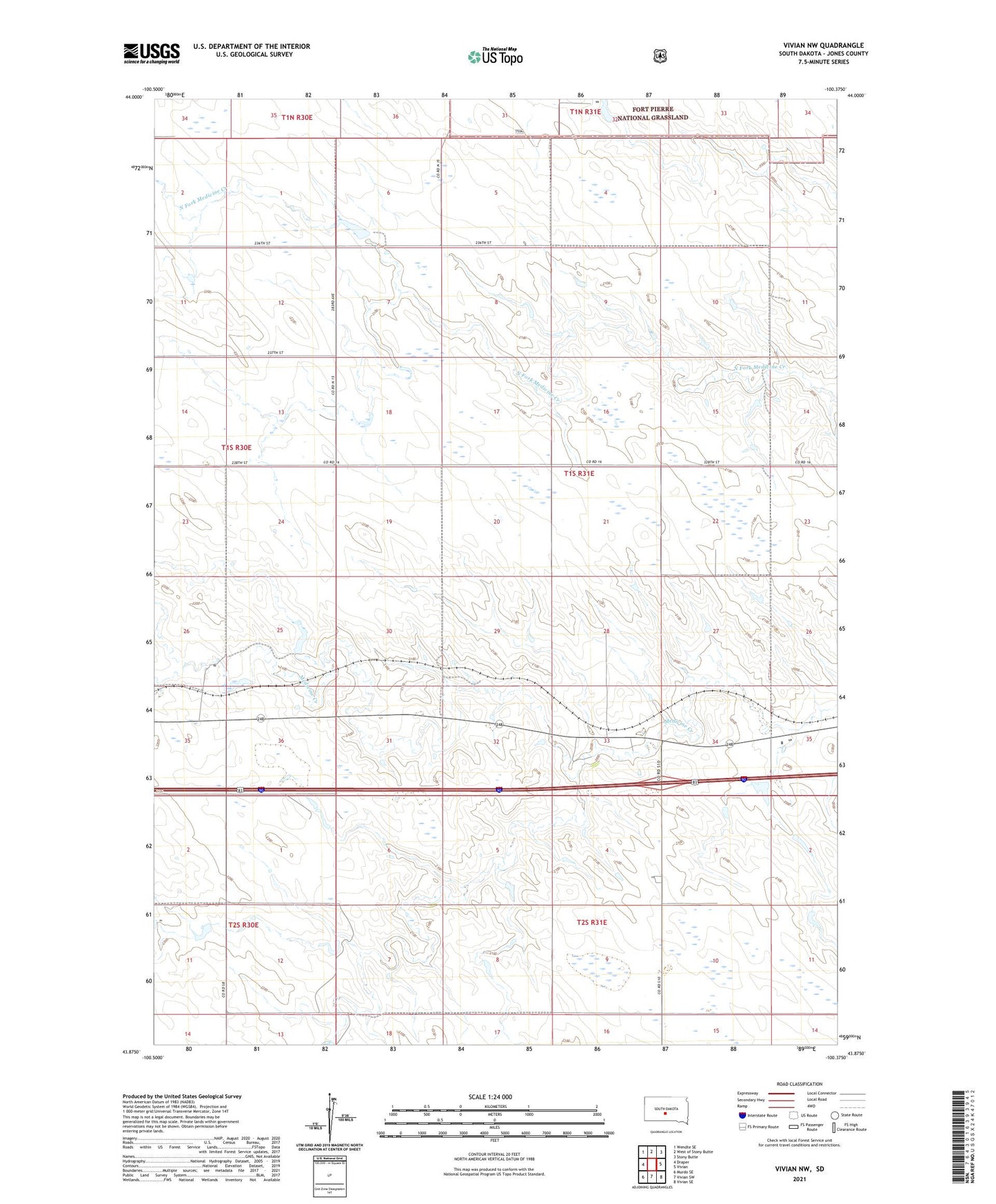 Vivian NW South Dakota US Topo Map Image