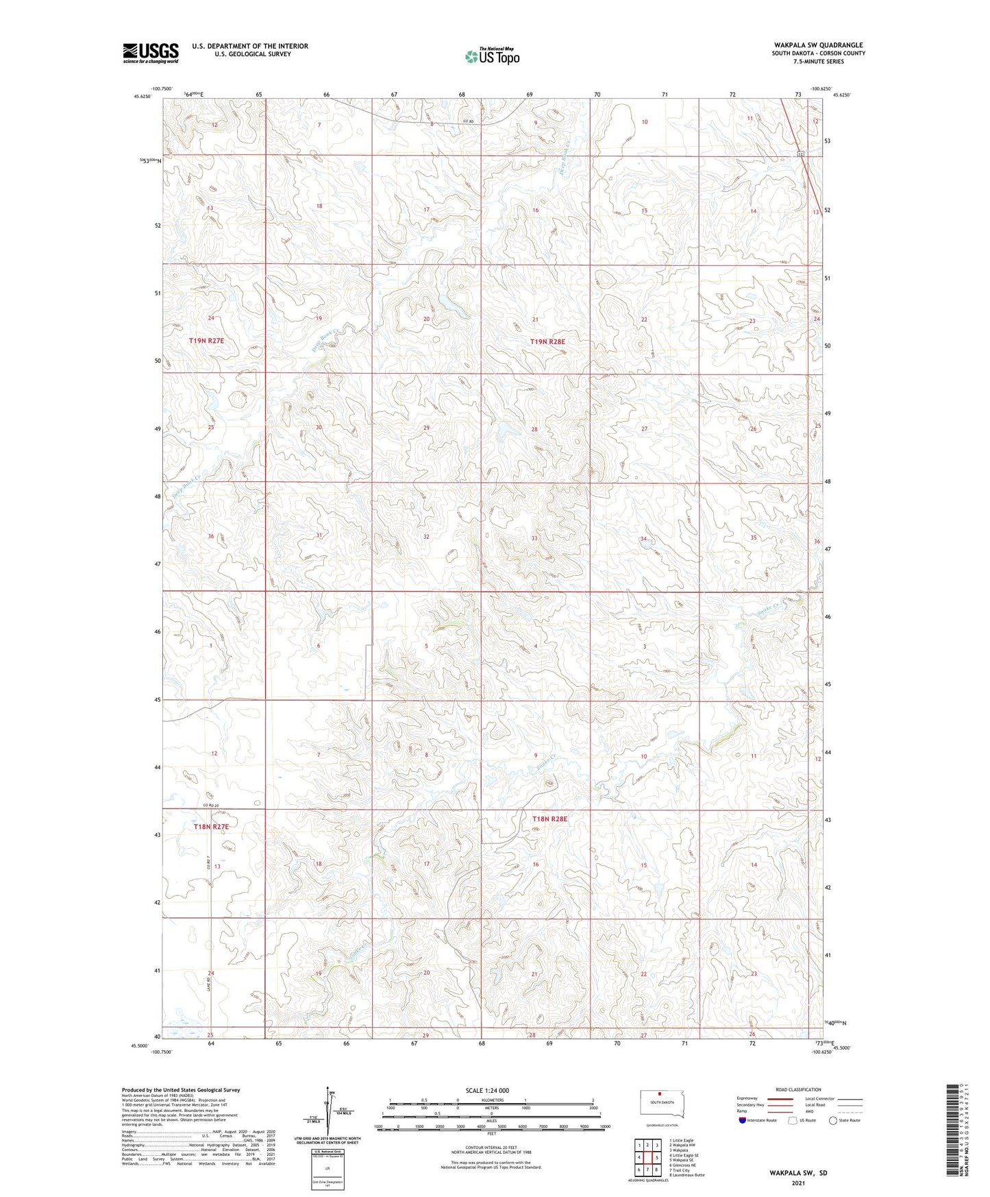 Wakpala SW South Dakota US Topo Map Image