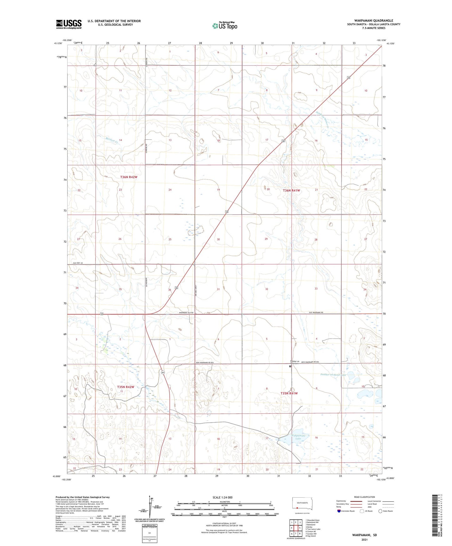 Wakpamani South Dakota US Topo Map Image