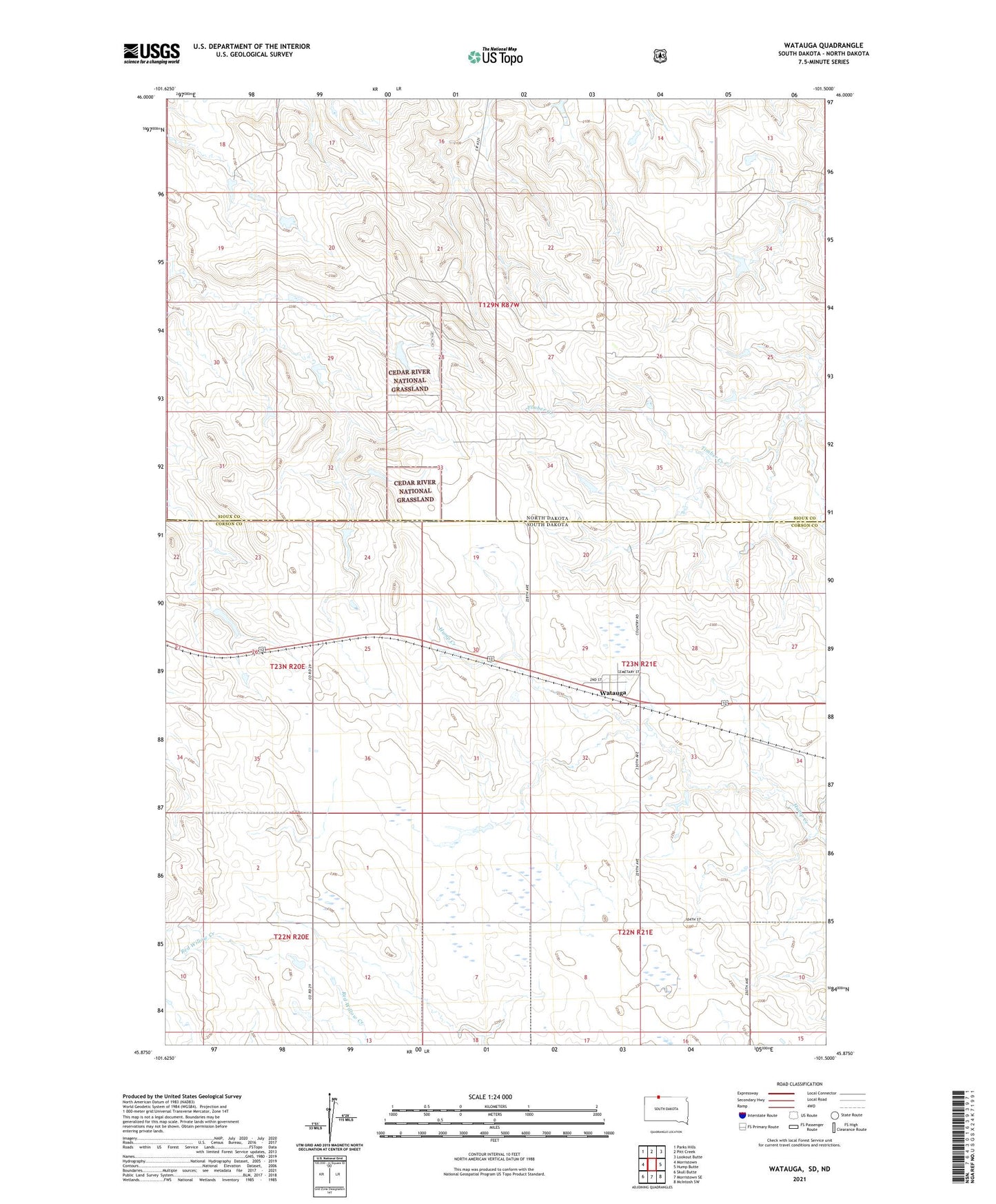 Watauga South Dakota US Topo Map Image