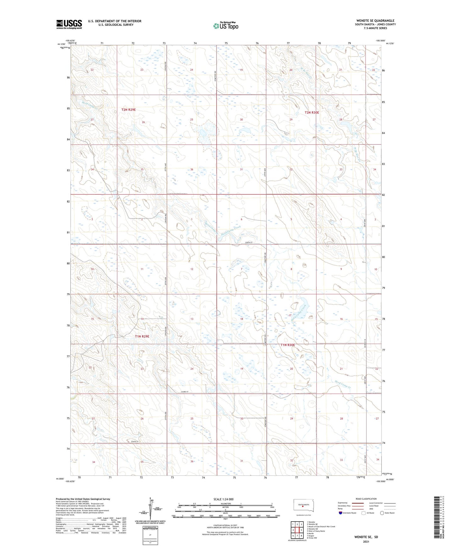 Wendte SE South Dakota US Topo Map Image