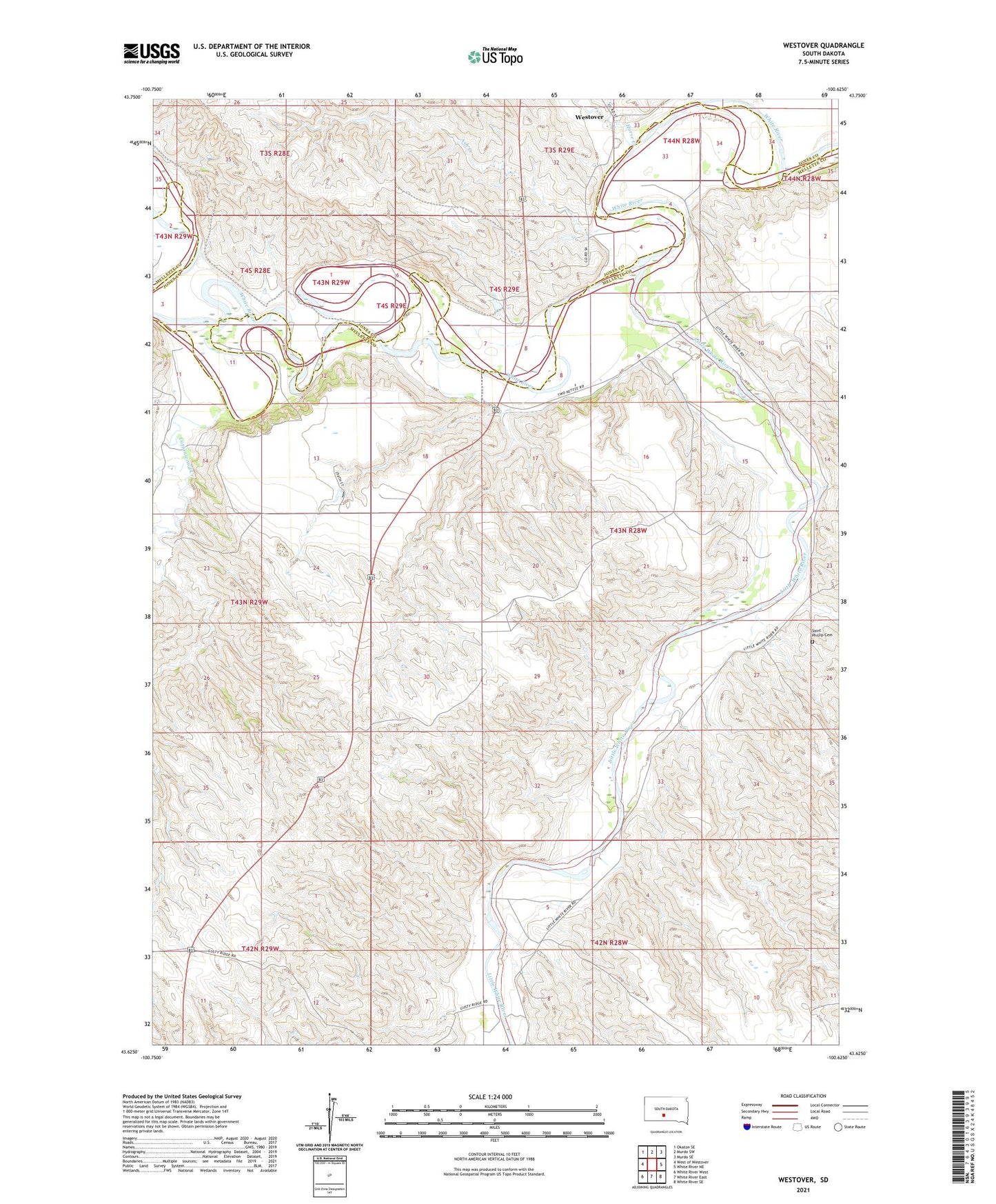 Westover South Dakota US Topo Map Image