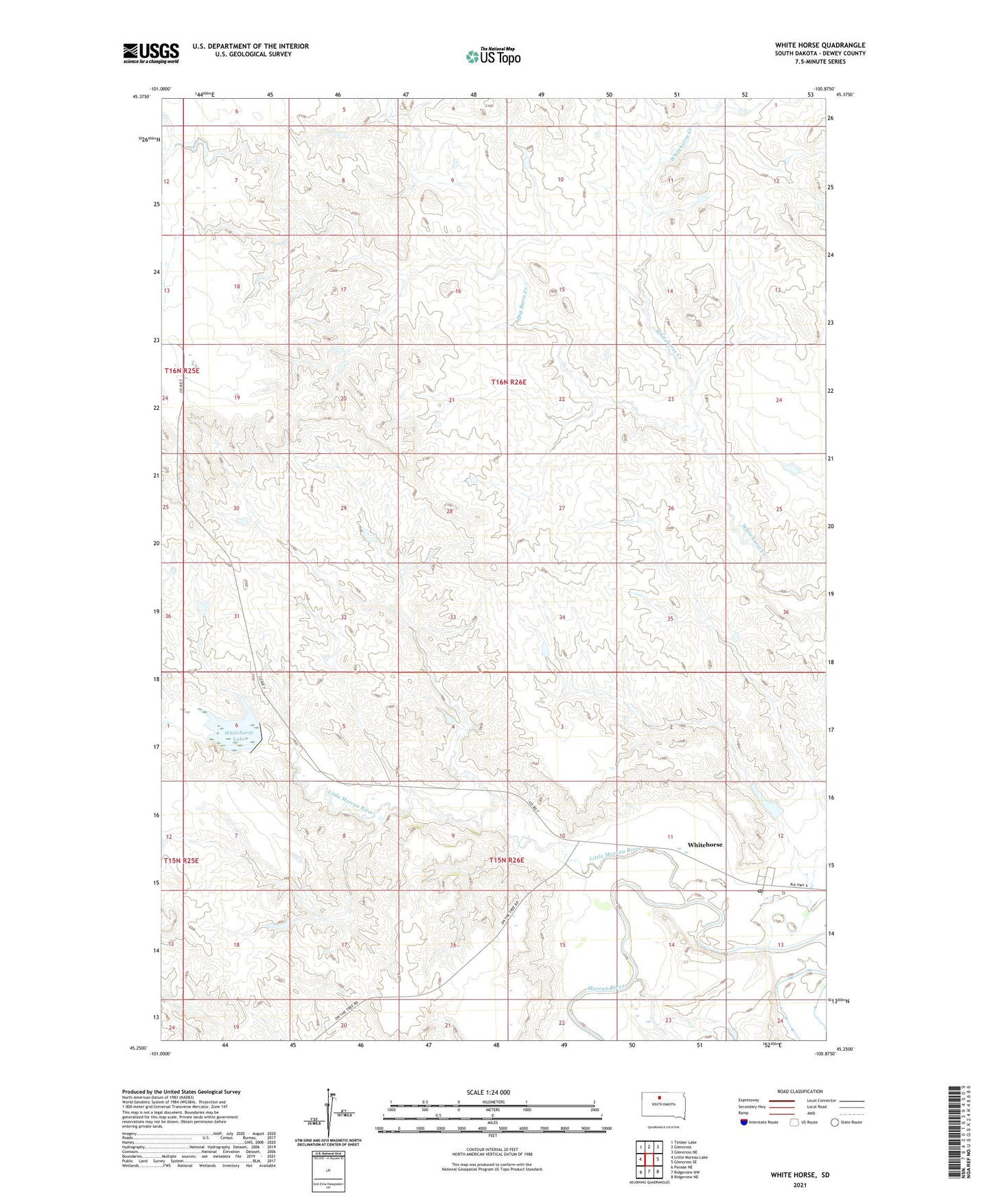 White Horse South Dakota US Topo Map Image