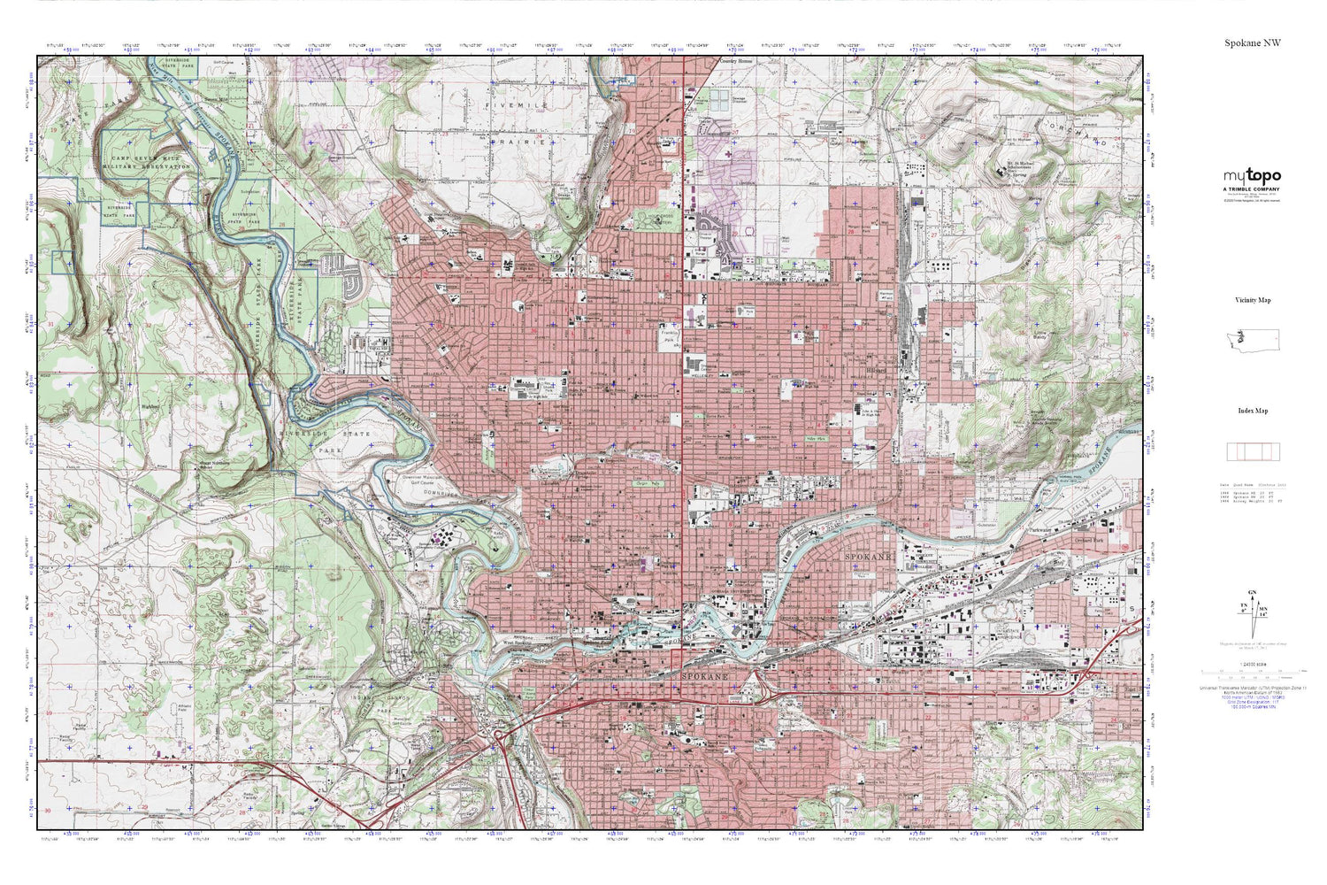 Spokane MyTopo Explorer Series Map Image