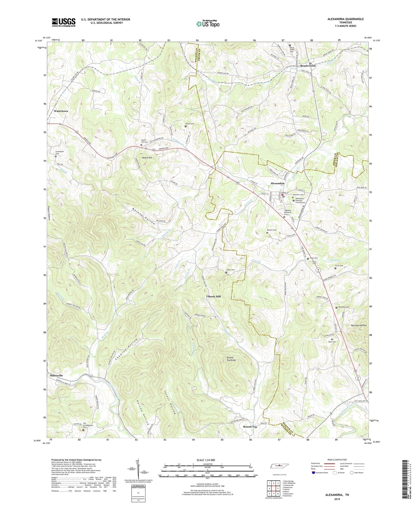 Alexandria Tennessee US Topo Map Image
