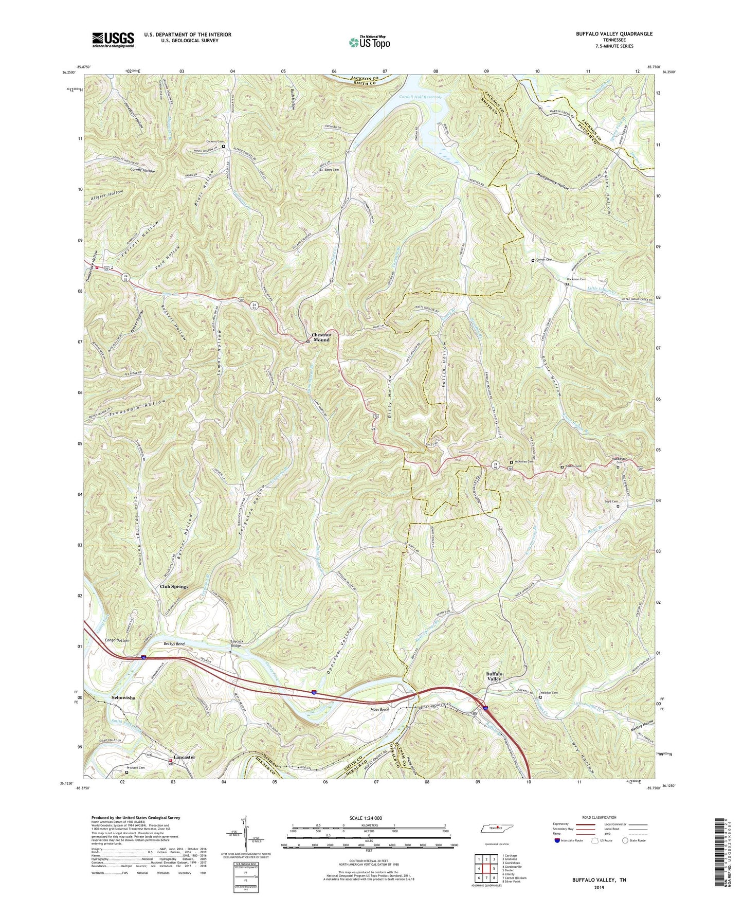 Buffalo Valley Tennessee US Topo Map Image
