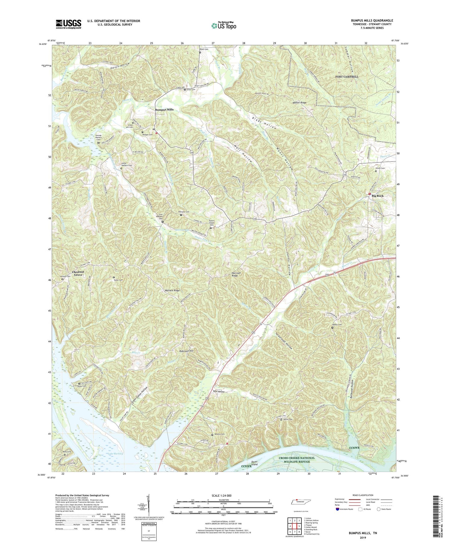 Bumpus Mills Tennessee US Topo Map Image