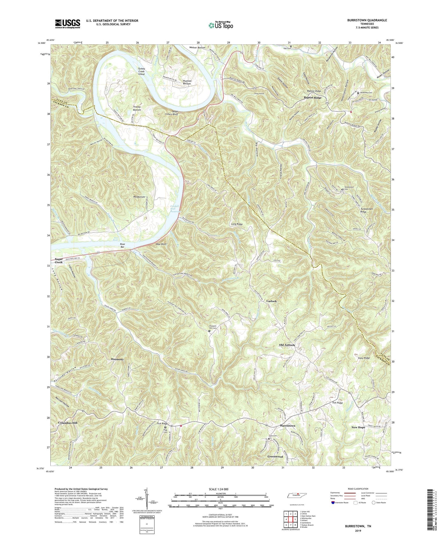 Burristown Tennessee US Topo Map Image