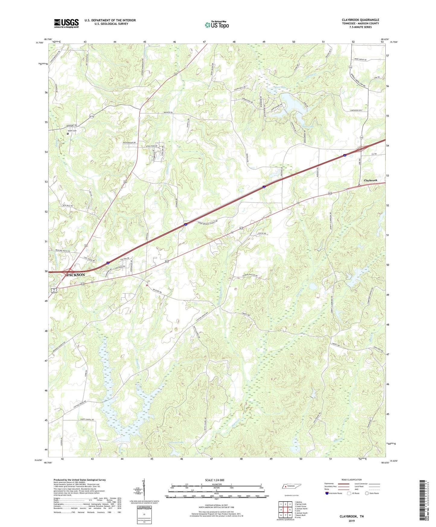 Claybrook Tennessee US Topo Map Image