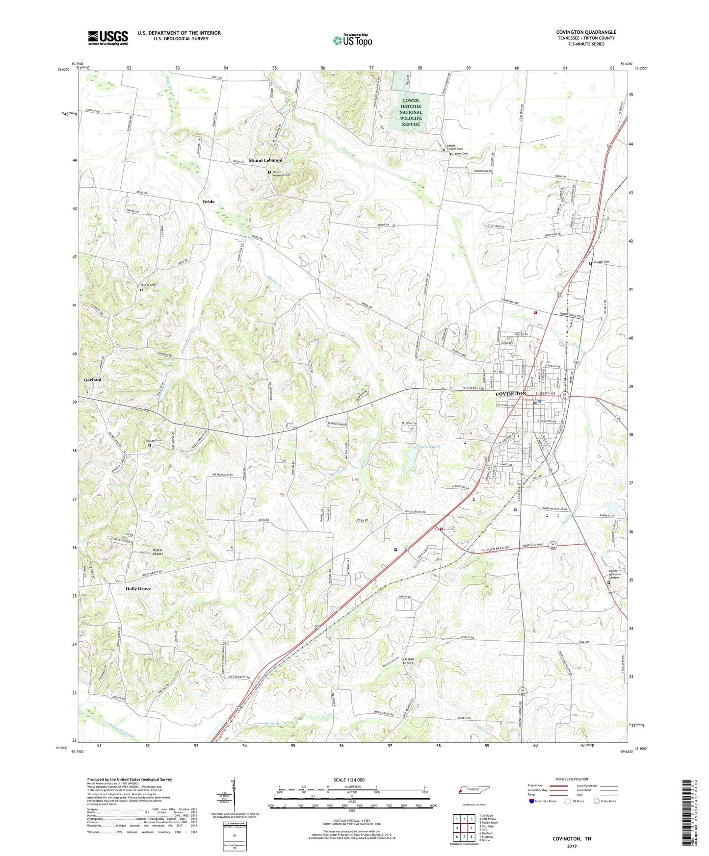 Covington Tennessee US Topo Map Image