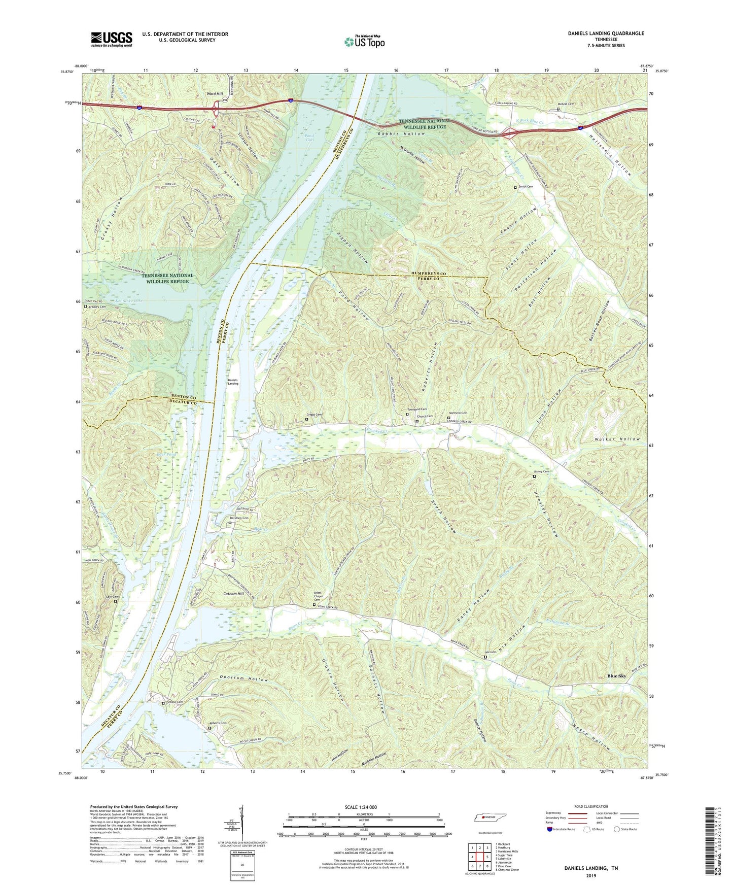 Daniels Landing Tennessee US Topo Map Image