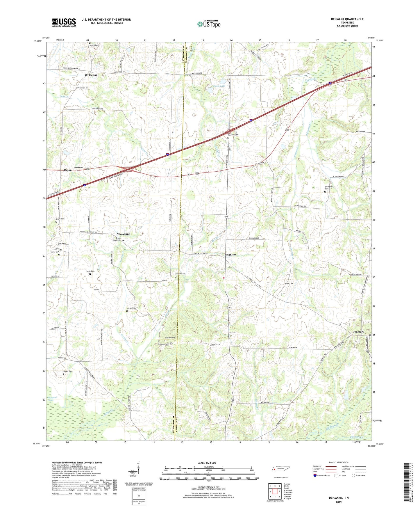 Denmark Tennessee US Topo Map Image