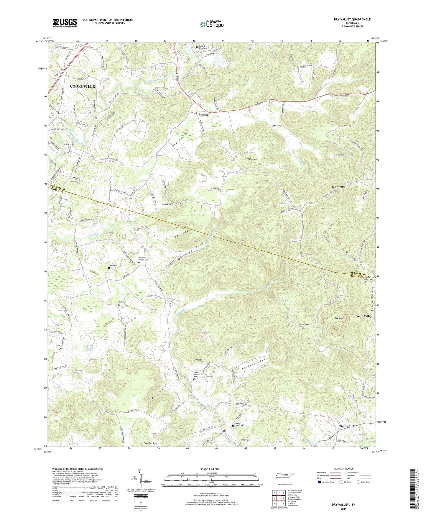 Dry Valley Tennessee US Topo Map Image