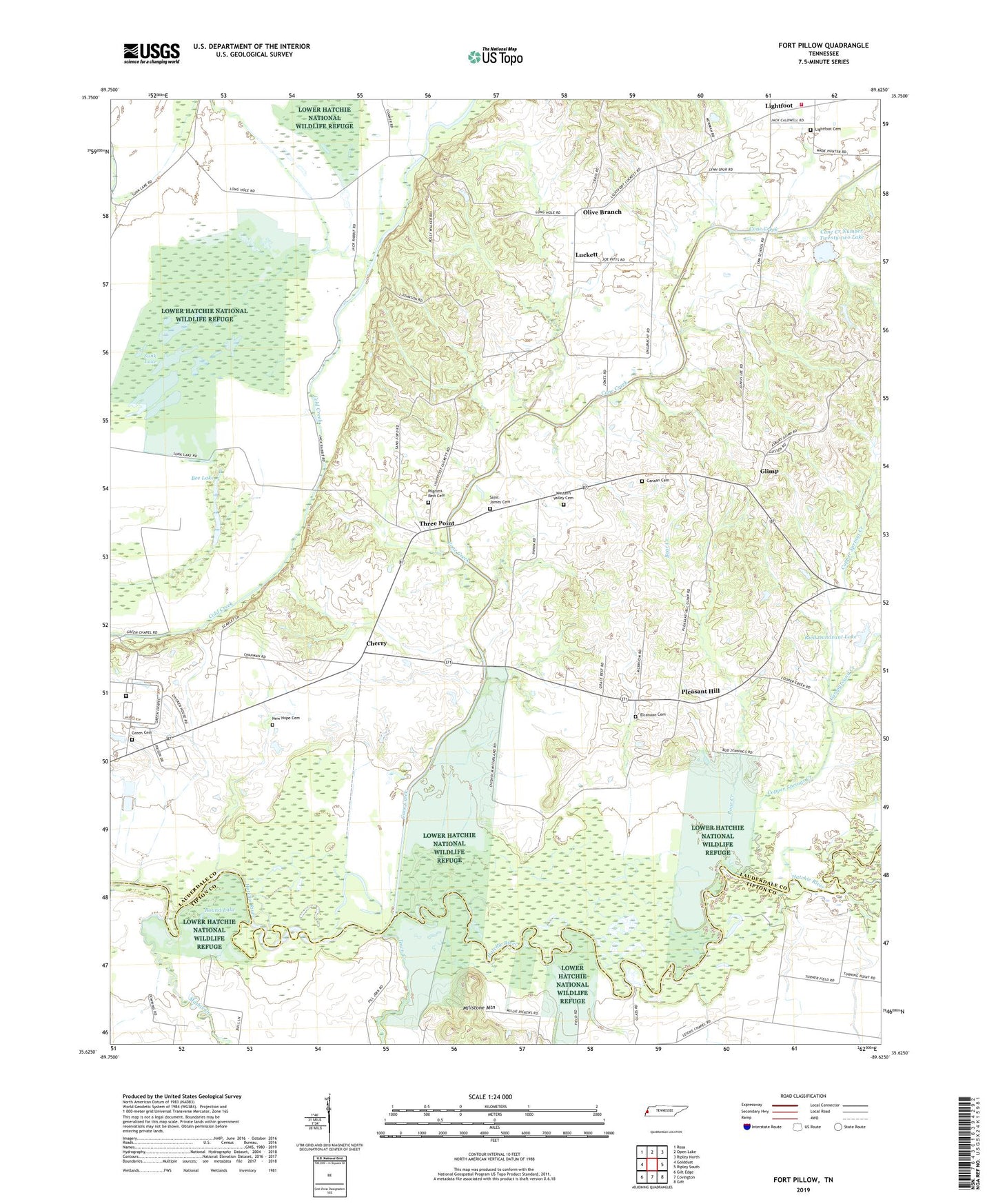 Fort Pillow Tennessee US Topo Map Image