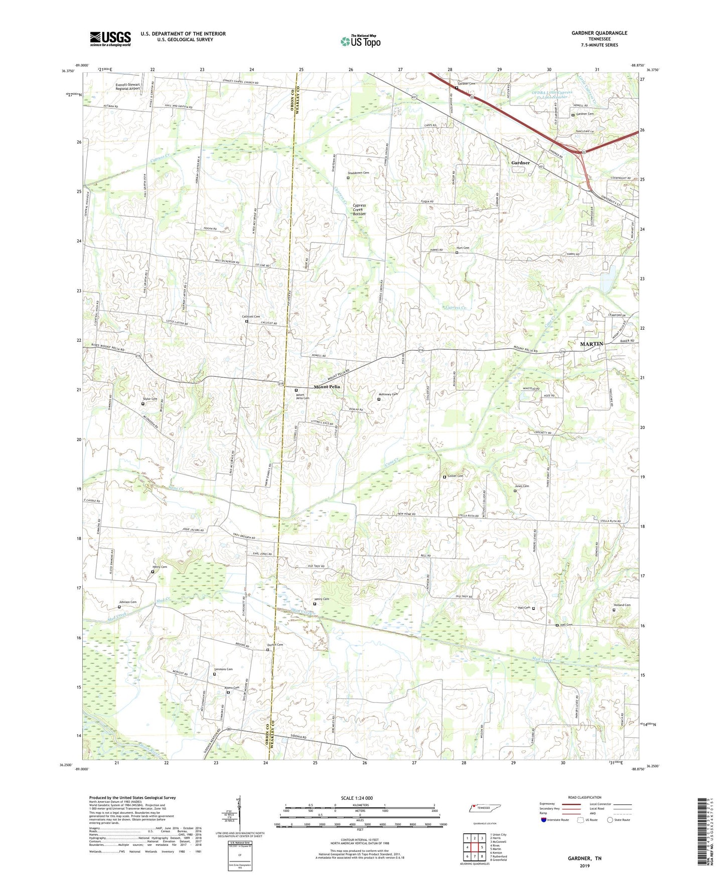 Gardner Tennessee US Topo Map Image